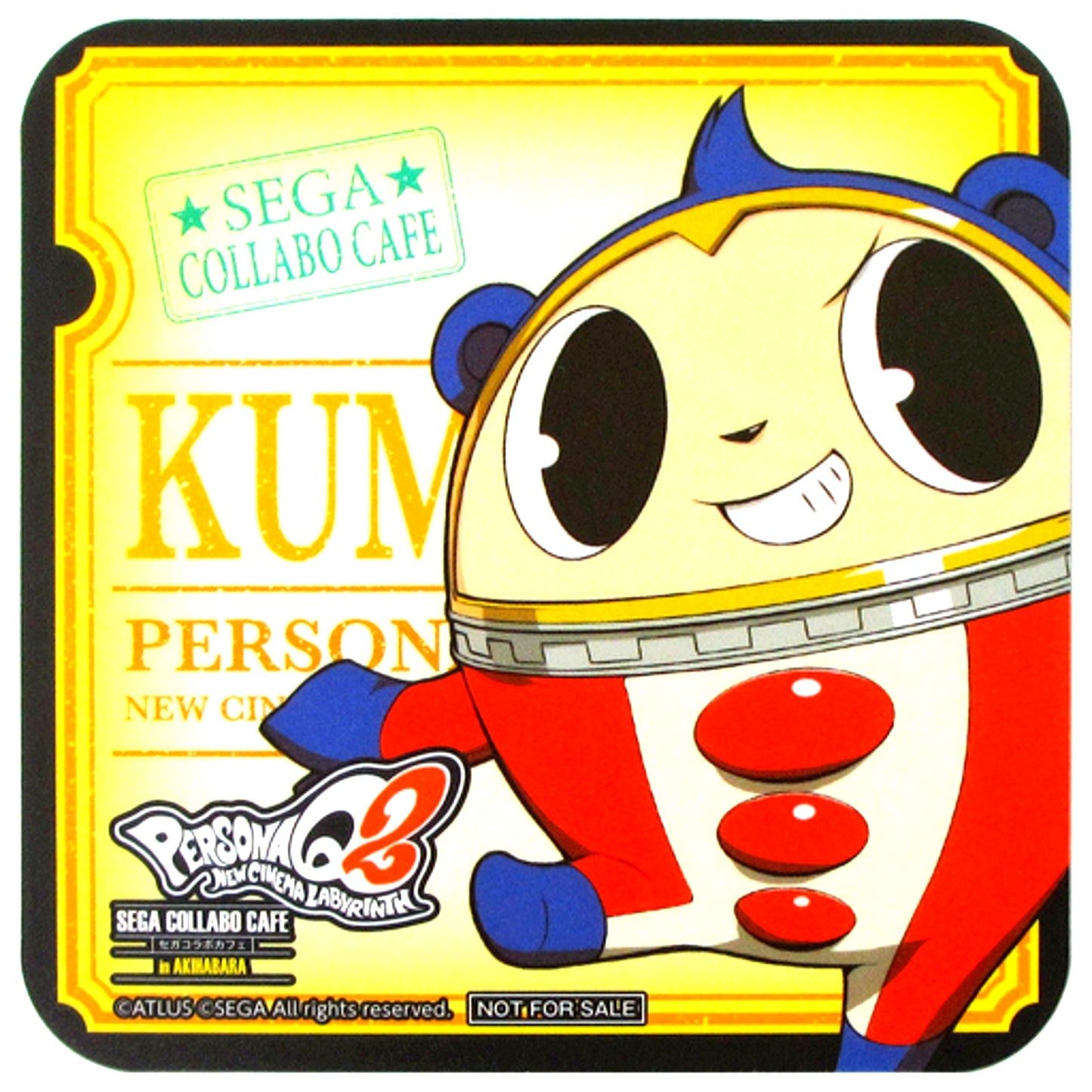 Teddie Drink Coaster Sega Collabo Cafe Persona Q2 New Cinema Labyrinth Vol. 1 Drink Order Bonus [USED]
