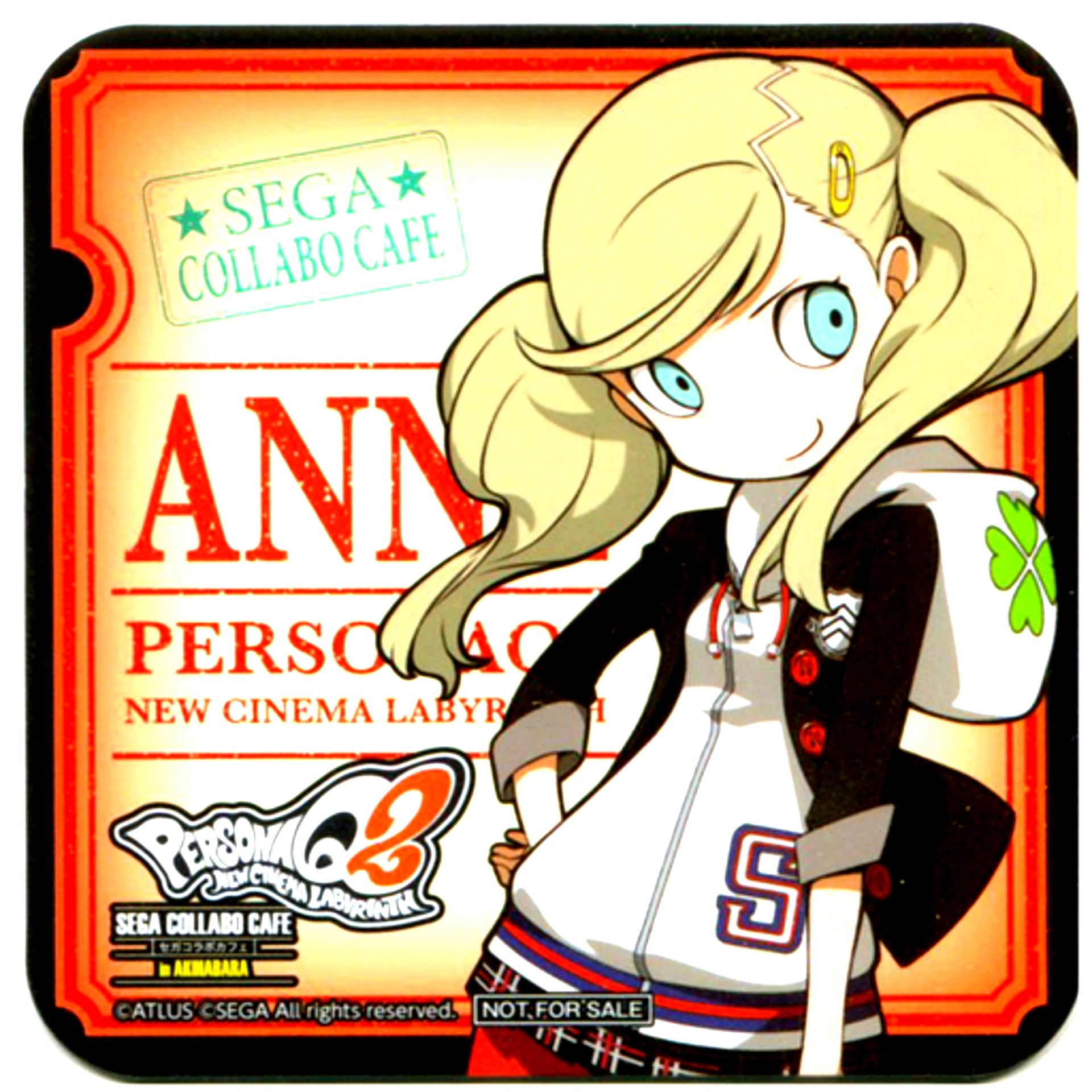Ann Takamaki Drink Coaster Sega Collab Cafe Persona Q2 New Cinema Labyrinth Part 2 Drink Order Bonus [USED]