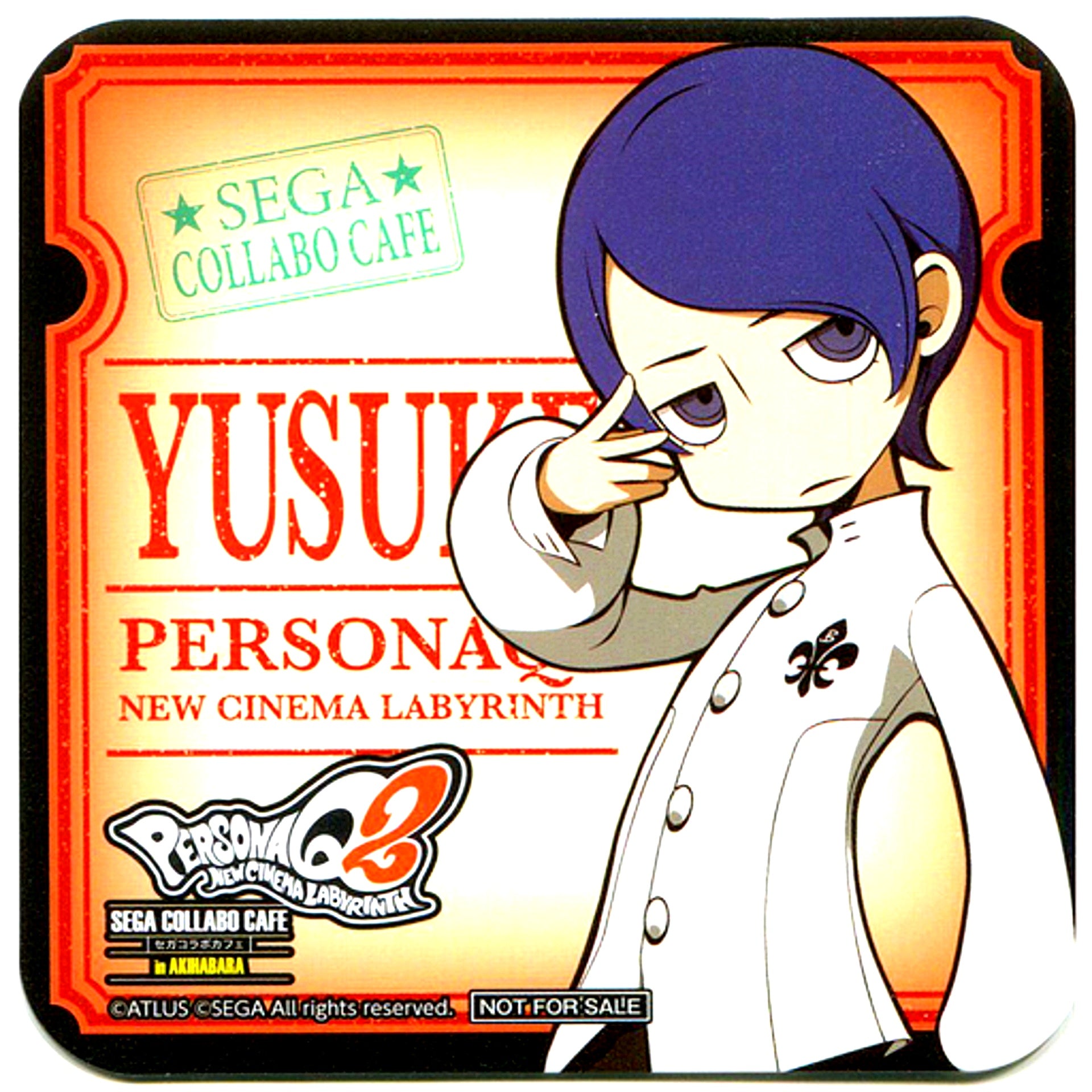 Yusuke Kitagawa Drink Coaster Sega Collab Cafe Persona Q2 New Cinema Labyrinth Part 2 Drink Order Bonus [USED]