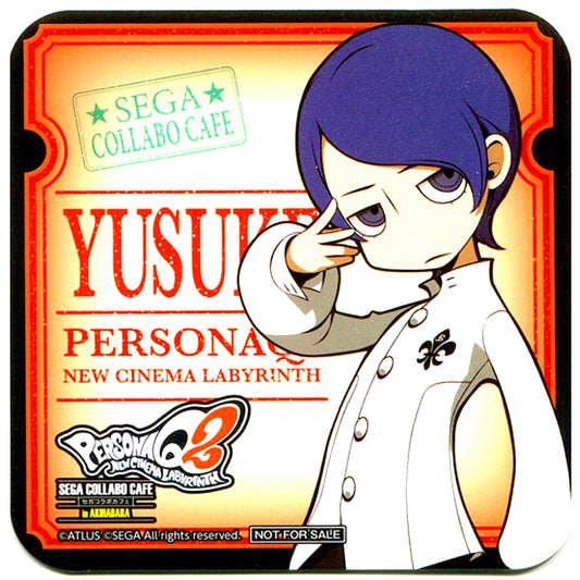 Yusuke Kitagawa Drink Coaster Sega Collab Cafe Persona Q2 New Cinema Labyrinth Part 2 Drink Order Bonus [USED]