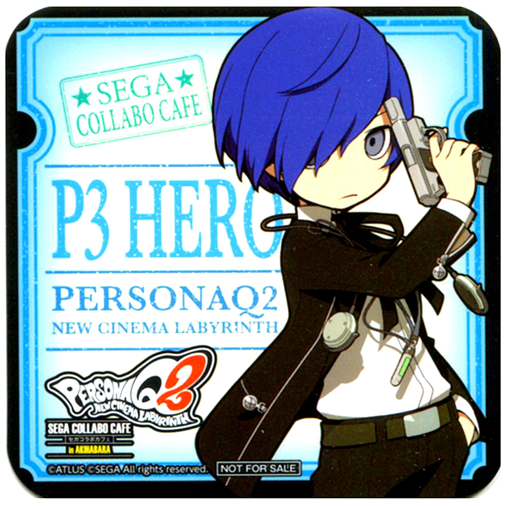 P3 Protagonist Drink Coaster Sega Collab Cafe Persona Q2 New Cinema Labyrinth Part 3 Drink Order Bonus [USED]