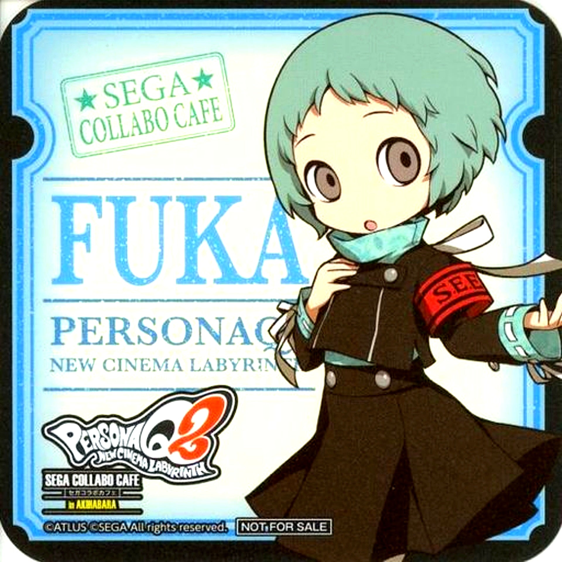 Fuuka Yamagishi Drink Coaster Sega Collab Cafe Persona Q2 New Cinema Labyrinth Part 3 Drink Order Bonus [USED]