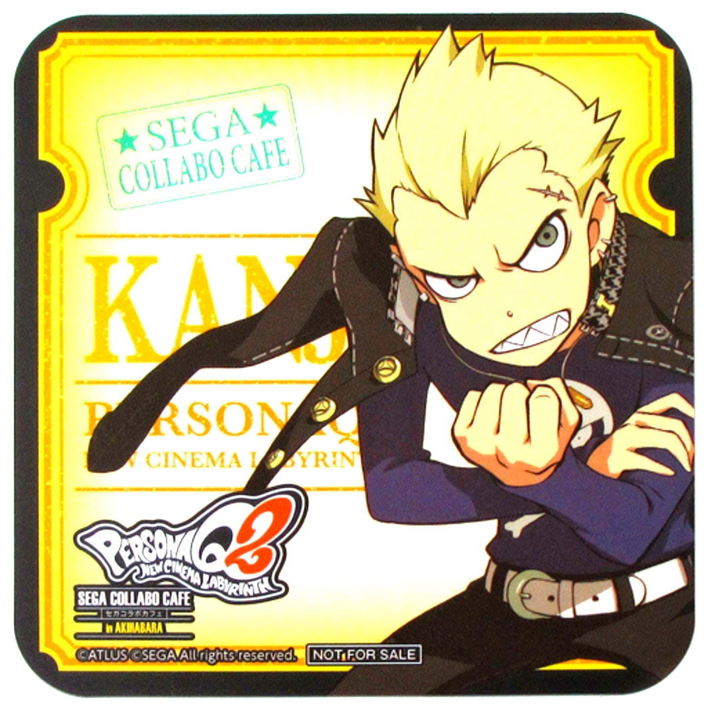 Kanji Tatsumi Drink Coaster Sega Collab Cafe Persona Q2 New Cinema Labyrinth Part 3 Drink Order Bonus [USED]