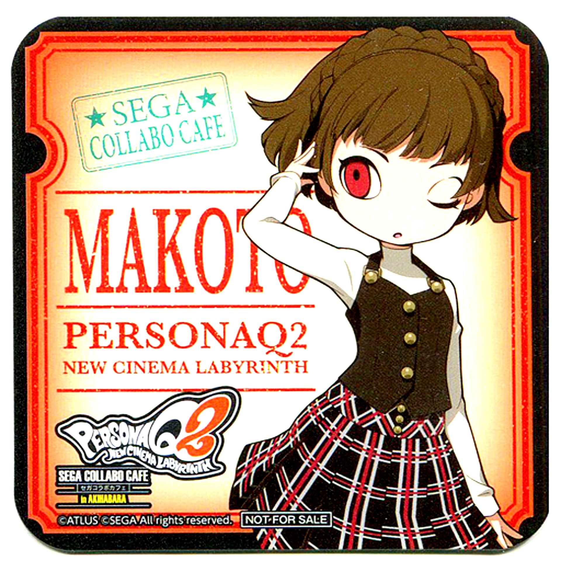 Makoto Niijima Drink Coaster Sega Collab Cafe Persona Q2 New Cinema Labyrinth Part 3 Drink Order Bonus [USED]
