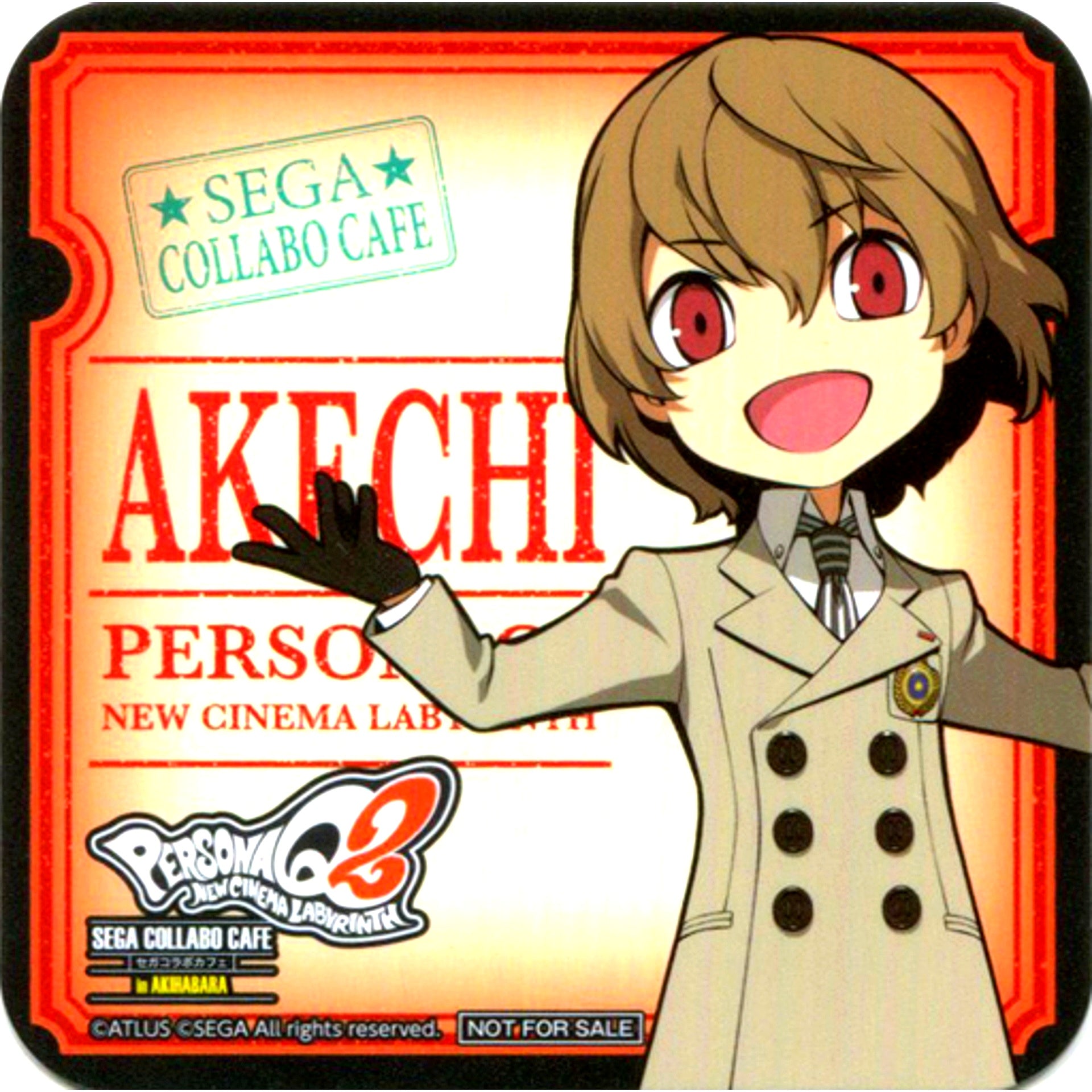 Goro Akechi Drink Coaster Sega Collab Cafe Persona Q2 New Cinema Labyrinth Part 3 Drink Order Bonus [USED]
