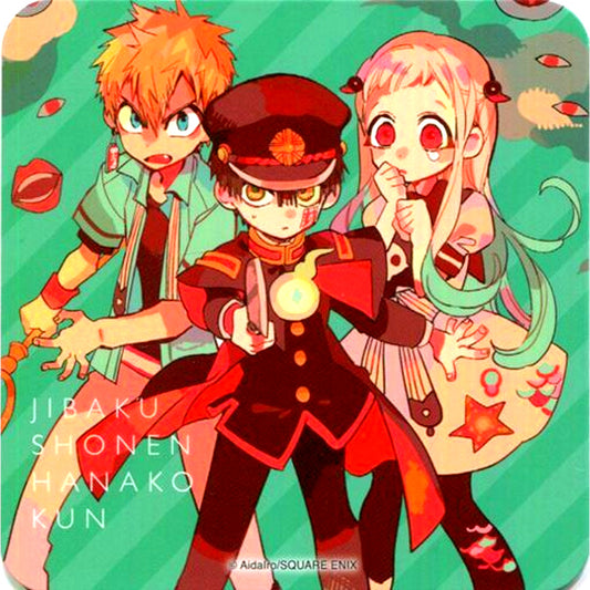 Hanako-kun & Nene Yashiro & Kou Minamoto Green Toilet-Bound Hanako-kun GHOST HOTEL'S CAFE Menu Order Bonus Original Coaster [USED]