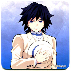 Giyu Tomioka Life-size Ver. Coaster Demon Slayer Randen Eigamura Kyoto City Transport Bureau Kyo no Oshigoto Food and Drink Order Bonus [USED]