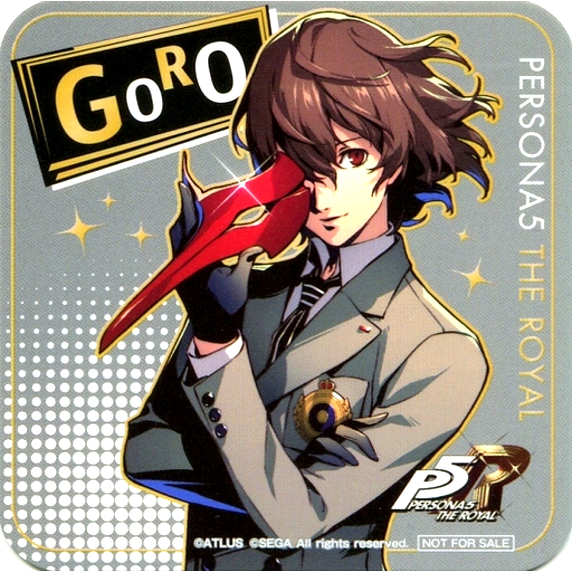 Goro Akechi Uniform Ver. Persona 5 Royal Original Coaster Sega Collab Cafe Part 2 Menu Order Bonus [USED]