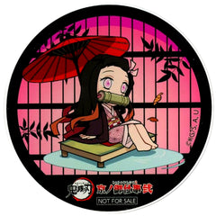 Nezuko Kamado Demon Slayer Randen Eigamura Kyoto City Transport Bureau Kyo no Oshigoto 2 Fair Game Onigiri Korokoro Prize Acrylic Coaster [USED]