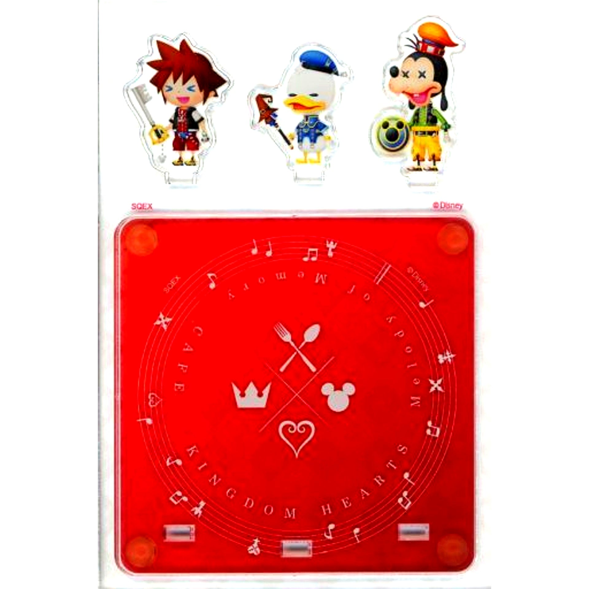 Sora and Donald Duck and Goofy Smile Eyes Closed Cross Acrylic Coaster Kingdom Hearts Melody of Memory x OH MY CAFE x ARTNIA x SQUARE ENIX CAFE ARTNIA Limited Target Drink Paid Bonus [USED]