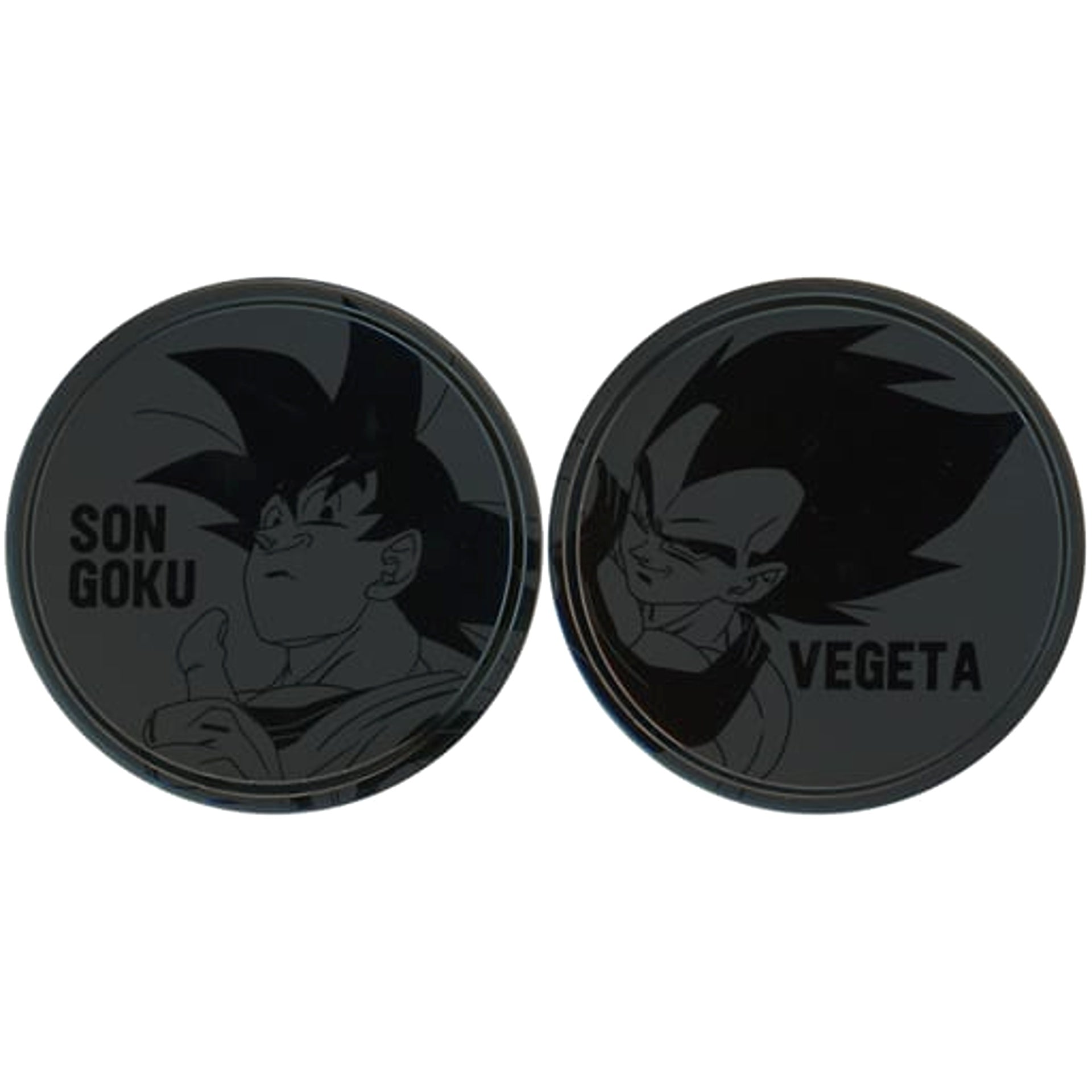 Dragon Ball Son Goku Vegeta Ichiban Kuji Ex Chikyu o Mamoru Senshitachi Metal Pair Coaster Prize G [USED]