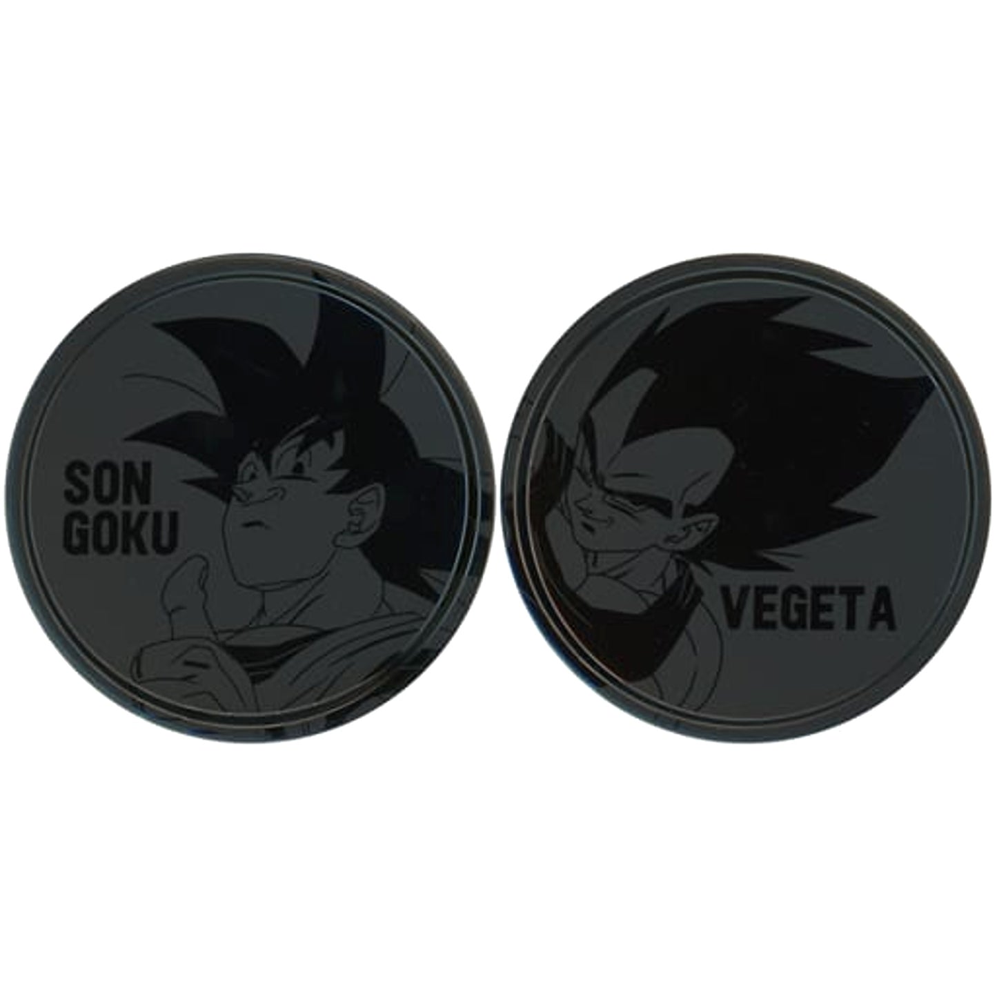 Dragon Ball Son Goku Vegeta Ichiban Kuji Ex Chikyu o Mamoru Senshitachi Metal Pair Coaster Prize G [USED]