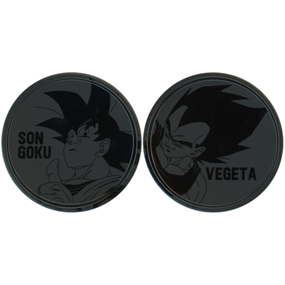 Dragon Ball Son Goku Vegeta Ichiban Kuji Ex Chikyu o Mamoru Senshitachi Metal Pair Coaster Prize G [USED]