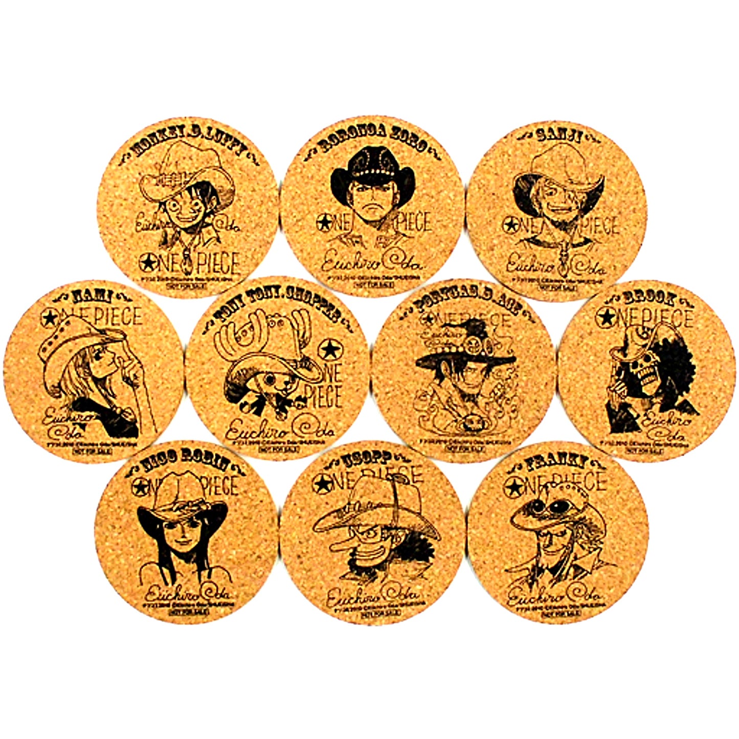 Group Set of 10 One Piece Grand Countdown Special Coaster Weekly Shonen Jump No. 40-43 Present Winning Item [USED]