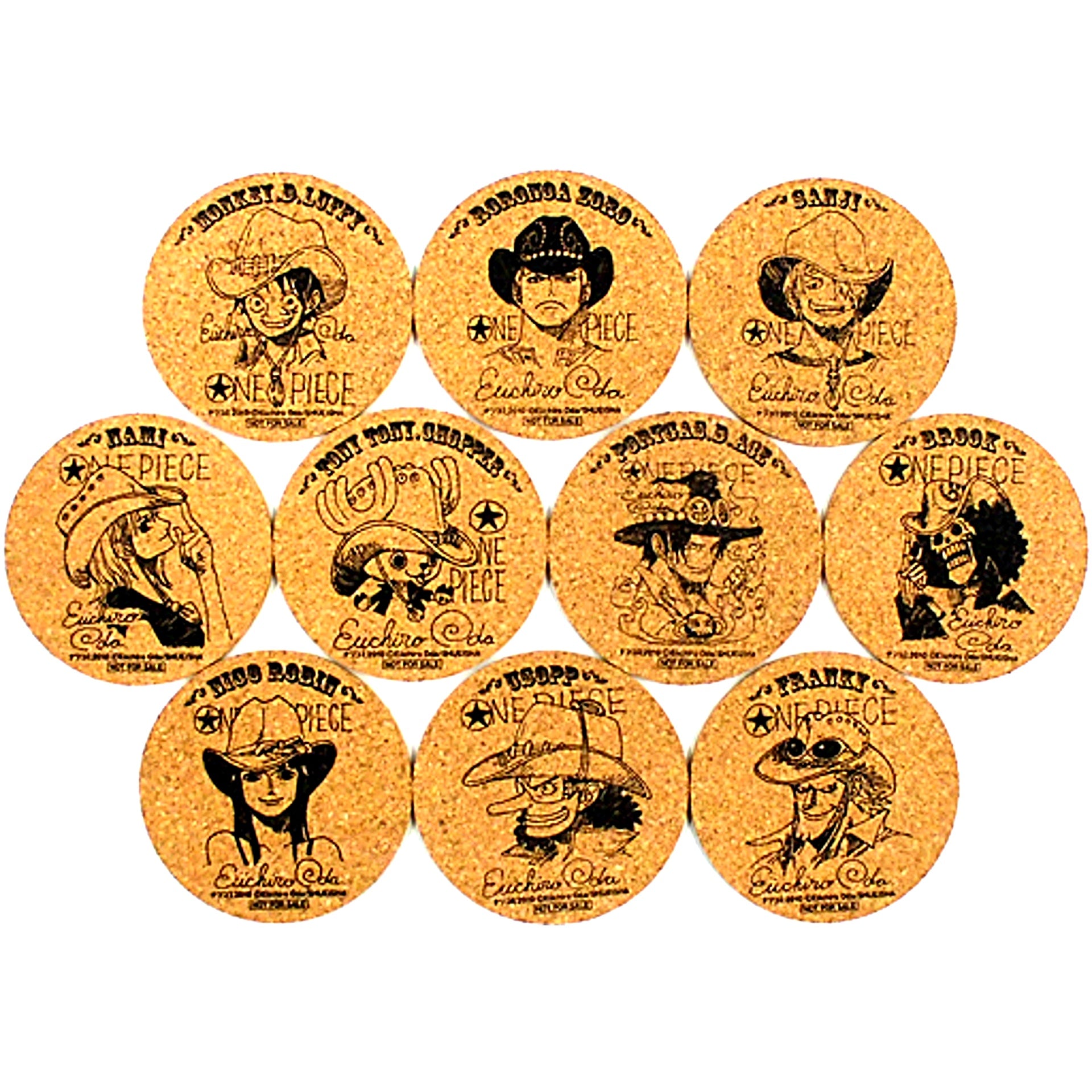 Group Set of 10 One Piece Grand Countdown Special Coaster Weekly Shonen Jump No. 40-43 Present Winning Item [USED]