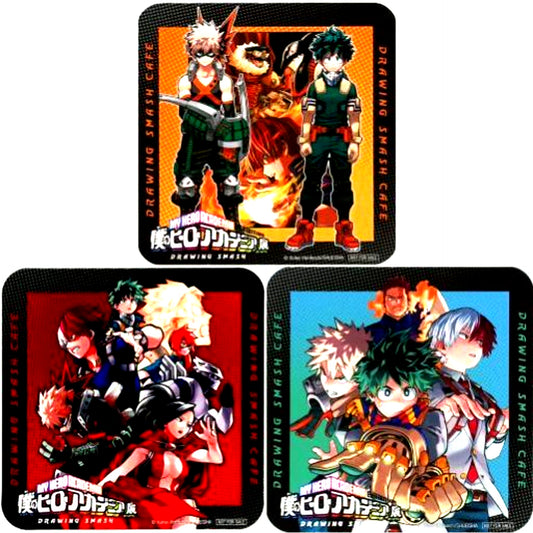 Set of 3 My Hero Academia Exhibition DRAWING SMASH CAFE Special Coaster Drink Order Bonus [USED]