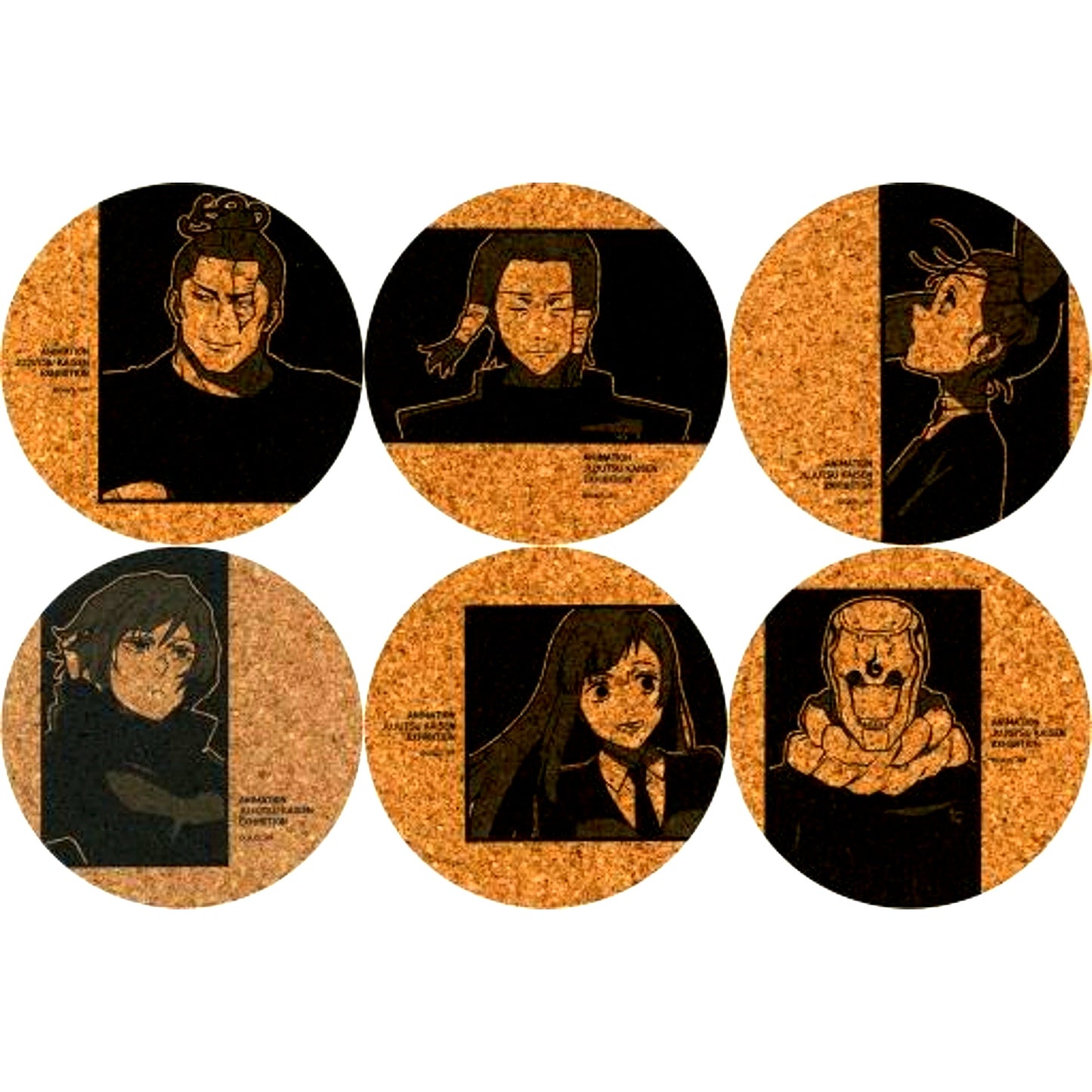 Set of 6 Jujutsu Kaisen Exhibition 1st Half Fearsome Womb Vs. Mahito Trading Cork Coaster 3 [USED]