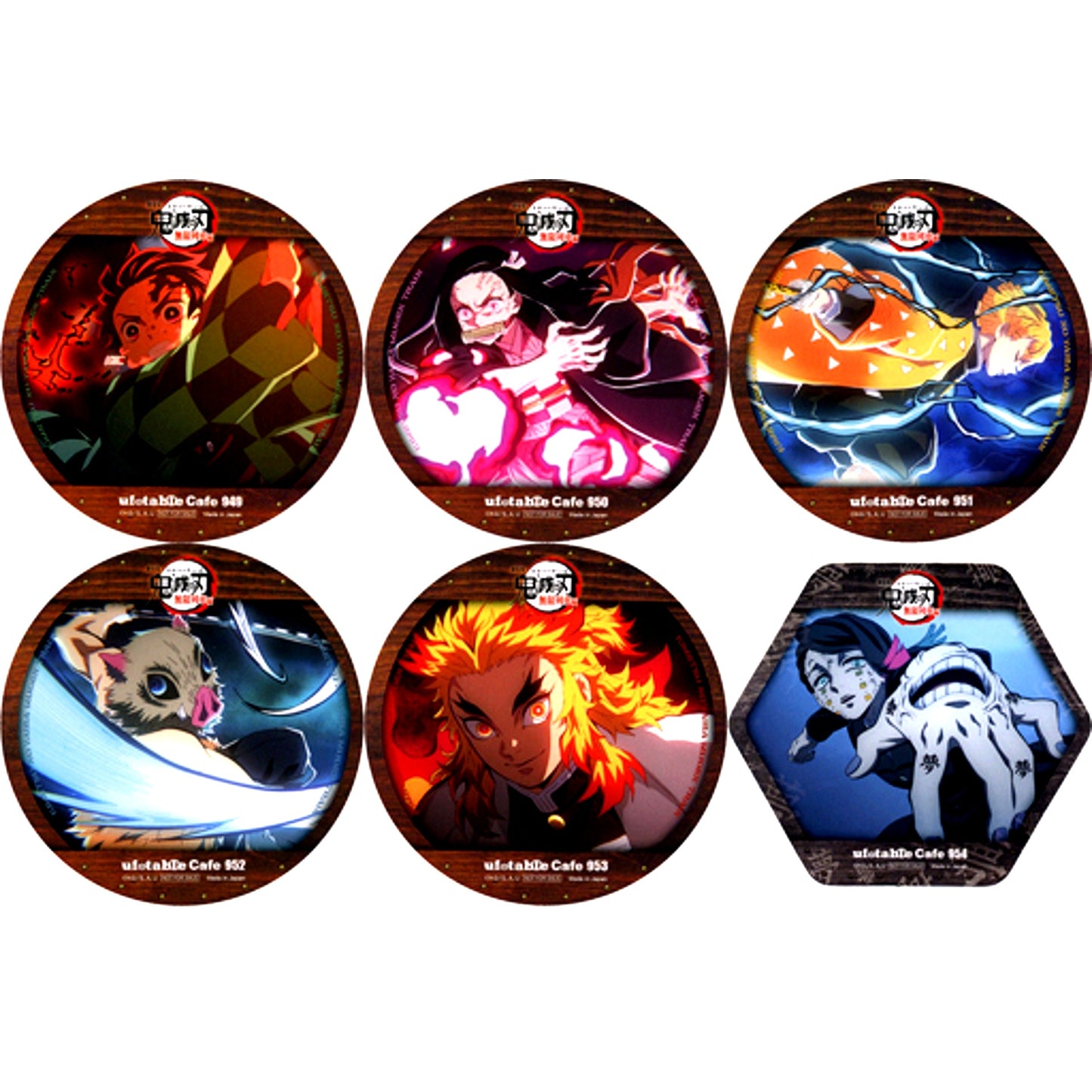 Set of 6 Coaster Demon Slayer The Movie Mugen Train Arc x ufotable Cafe Phase 4 Drink Bonus [USED]