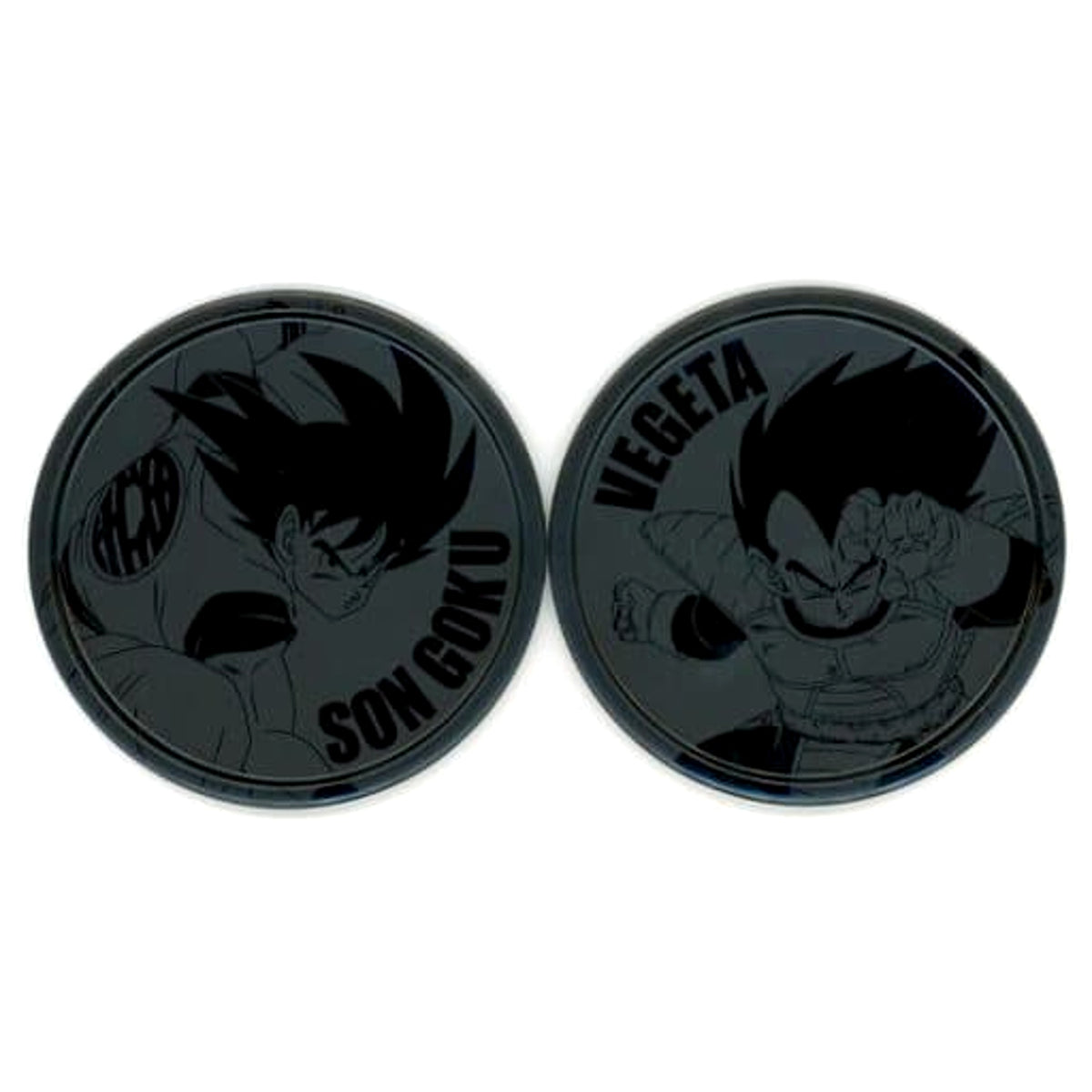 Dragon Ball Ex Son Goku Right Shoulder Forward Vegeta Set of 2 Ichiban Kuji The Ultimate Decisive Battle!! Metal Pair Coaster Prize G [USED]