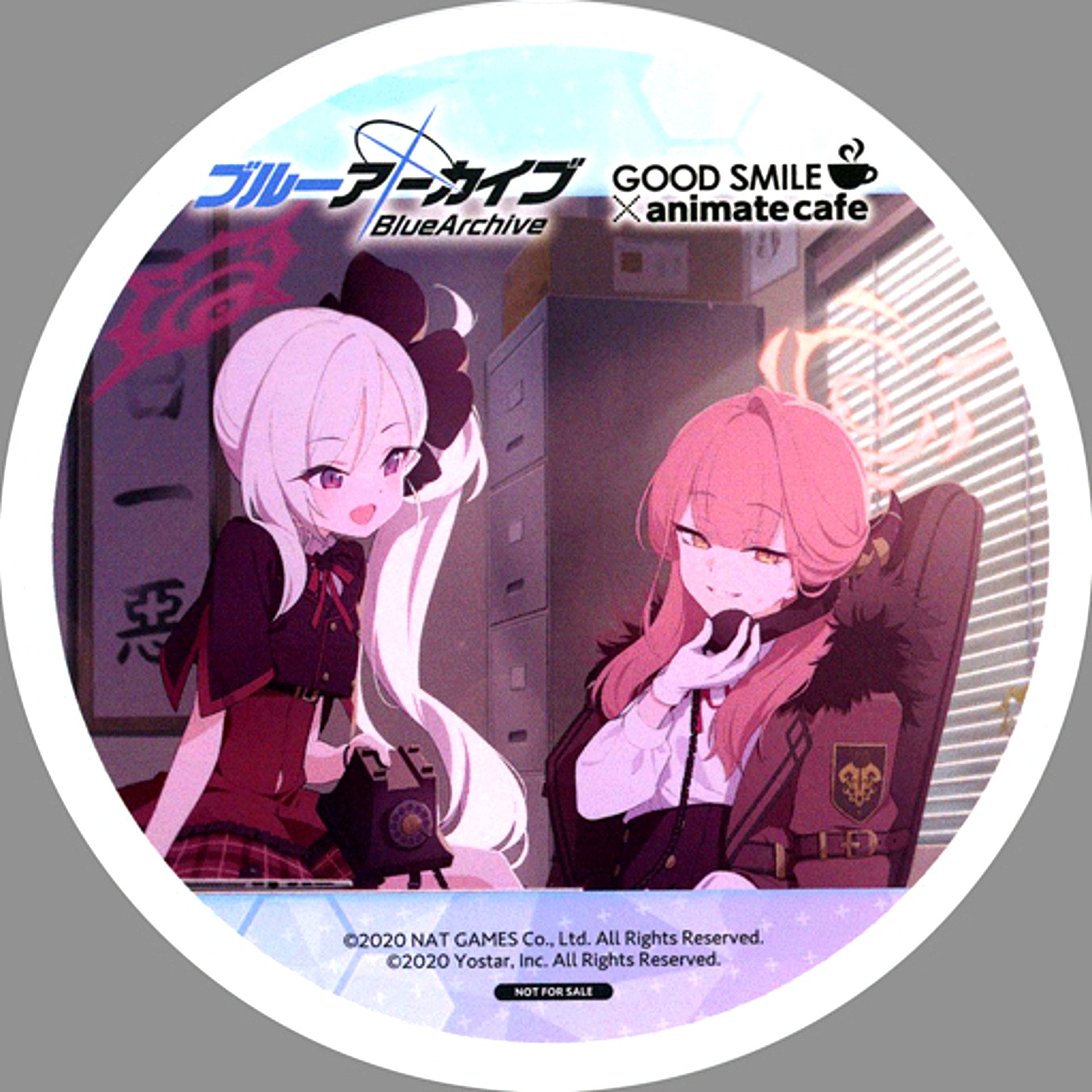 Aru Rikuhachima and Mutsuki Asagi Coaster Blue Archive x GOOD SMILE x animate cafe Menu Order Bonus [USED]
