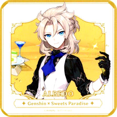 Albedo Collab Outfit Genshin Full Body Character Coaster Sweets Paradise Breeze Banquet Collab Food Dessert Menu Order Bonus [USED]