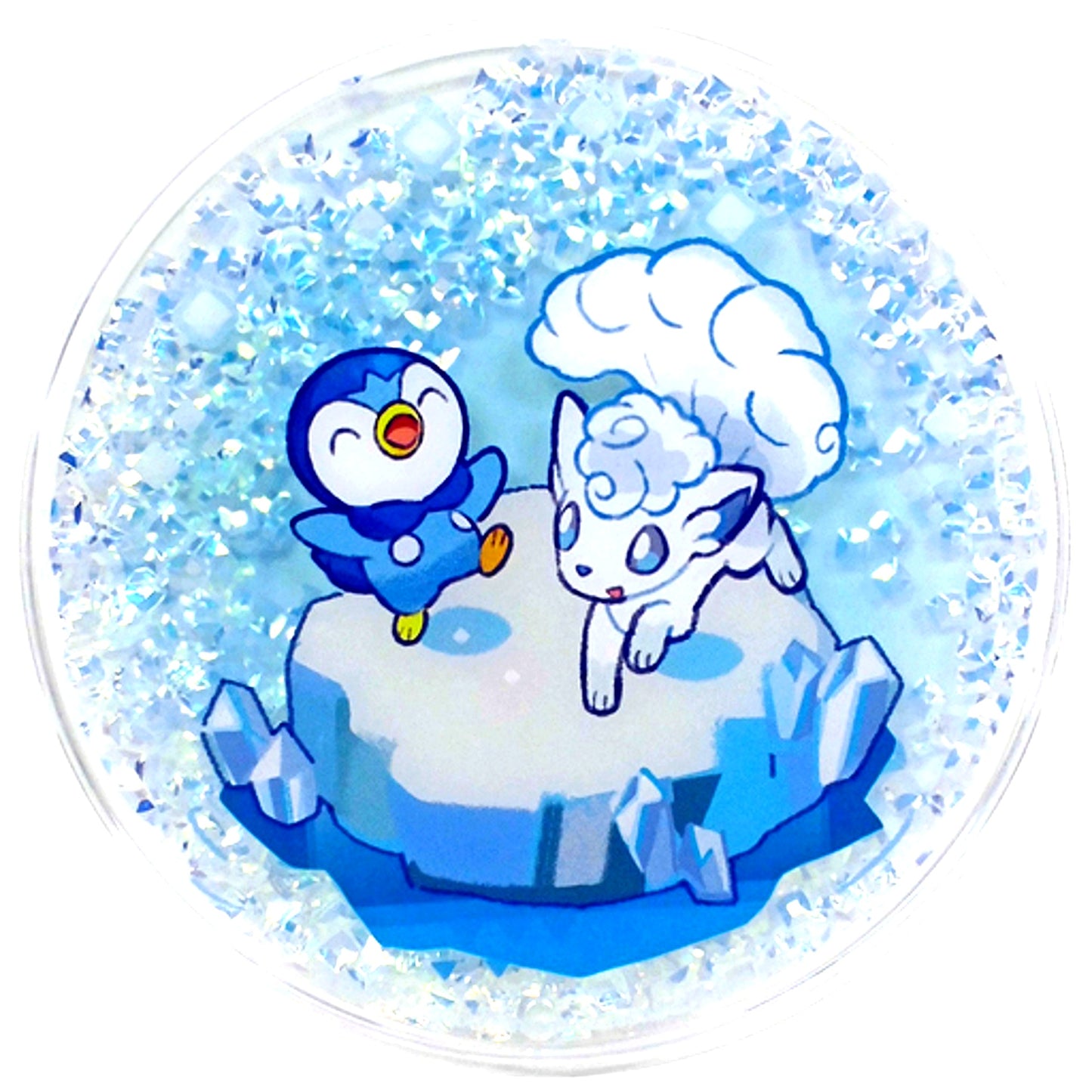 Piplup Alolan Vulpix Glitter Coaster Pochama's daily life Pokemon Pokemon Center Limited [USED]