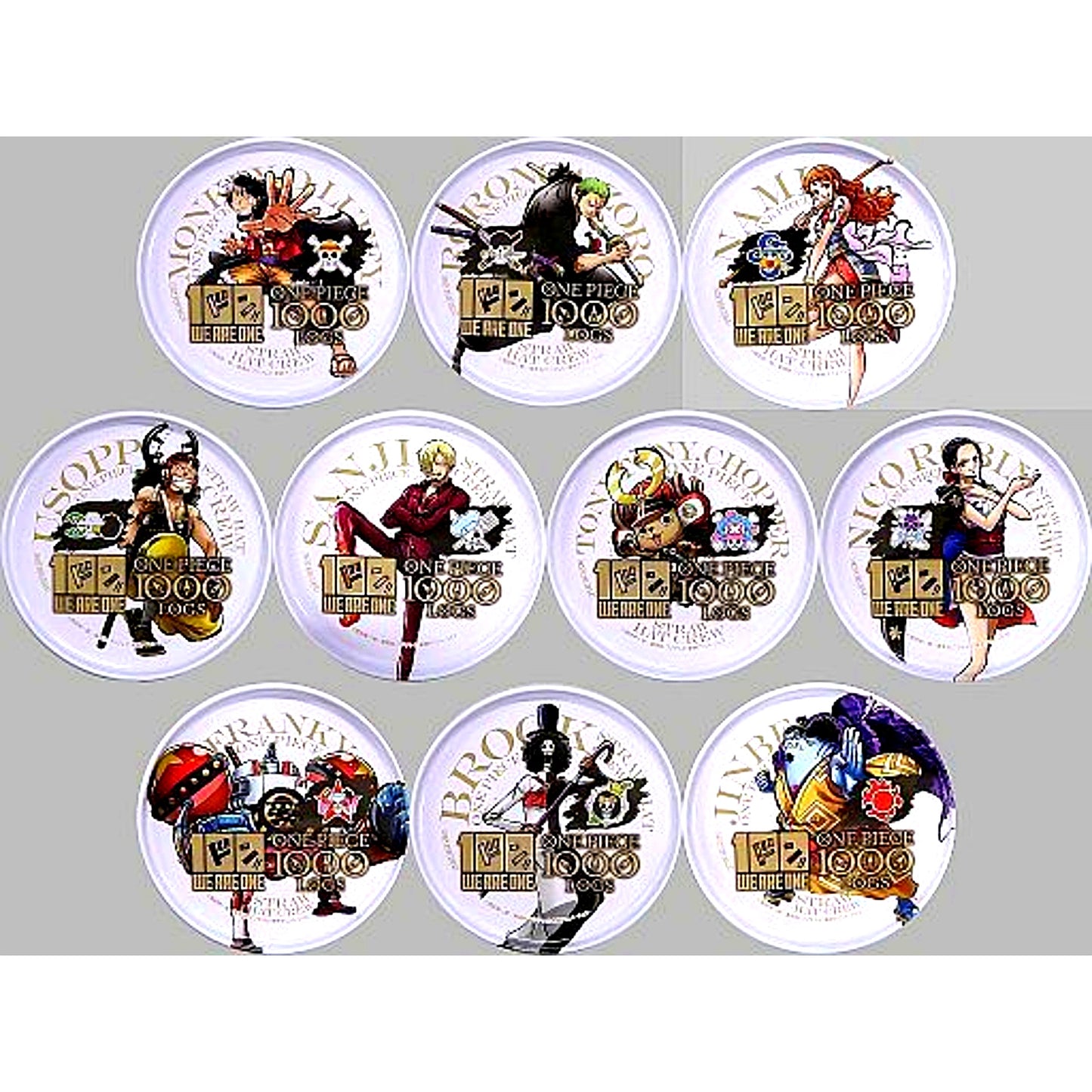 Set of 10 ONE PIECE x 7-Eleven Comics Vol. 100 Anime Episode 1000 Commemorative Campaign Target Product Purchase Bonus Original Button Coaster [USED]