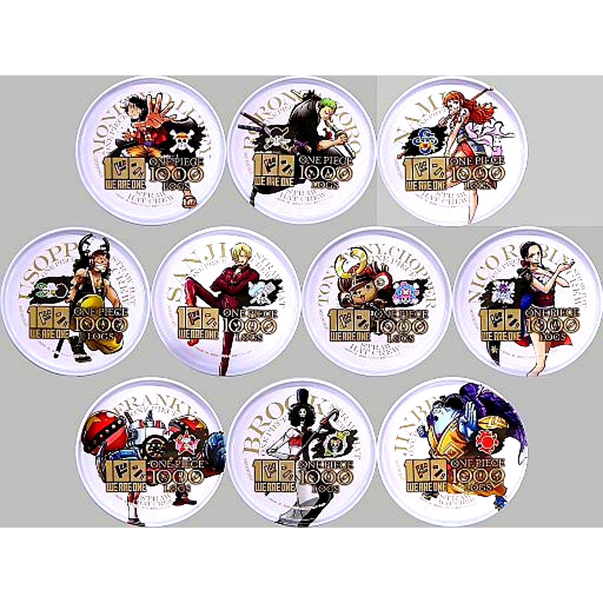 Set of 10 ONE PIECE x 7-Eleven Comics Vol. 100 Anime Episode 1000 Commemorative Campaign Target Product Purchase Bonus Original Button Coaster [USED]