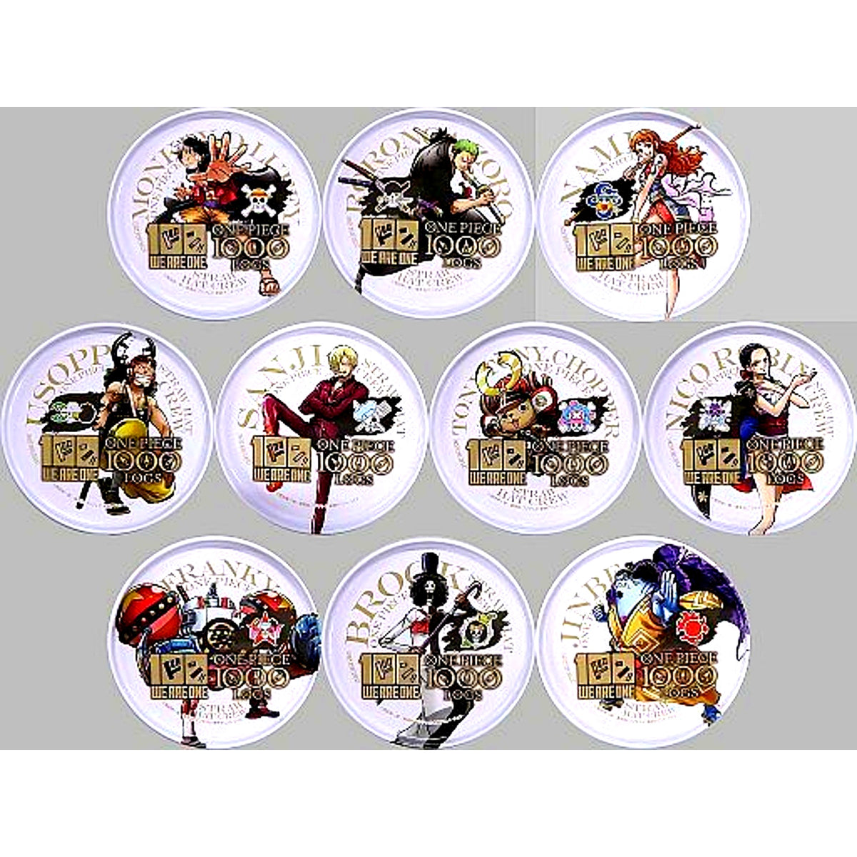 Set of 10 ONE PIECE x 7-Eleven Comics Vol. 100 Anime Episode 1000 Commemorative Campaign Target Product Purchase Bonus Original Button Coaster [USED]