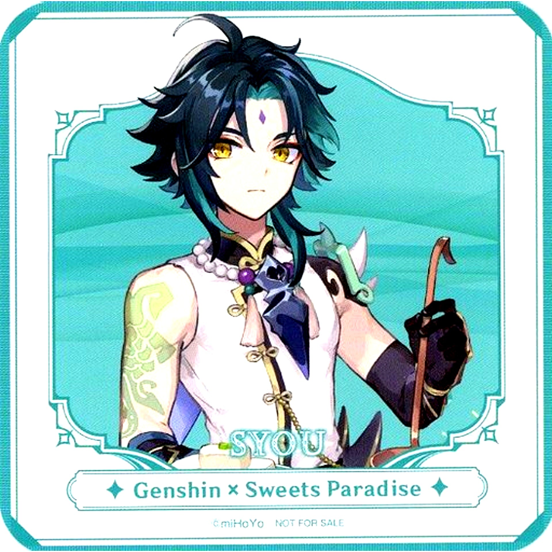Xiao Facing Right Genshin Full Body Character Coaster Sweets Paradise Stone Harbor Gathering Collab Food Dessert Menu Order Bonus [USED]