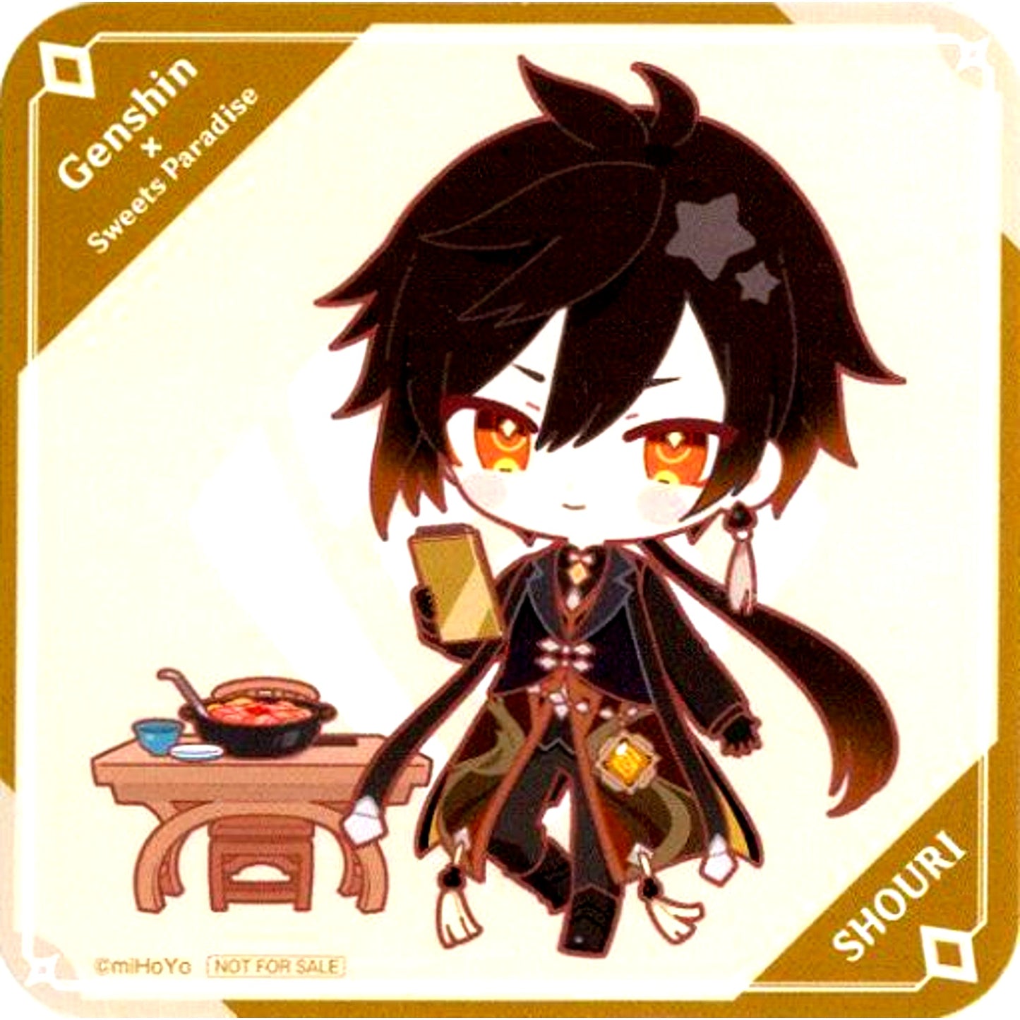 Zhongli Genshin Chibi Character Coaster Sweets Paradise Stone Harbor Gathering Collab Drink Order Bonus [USED]