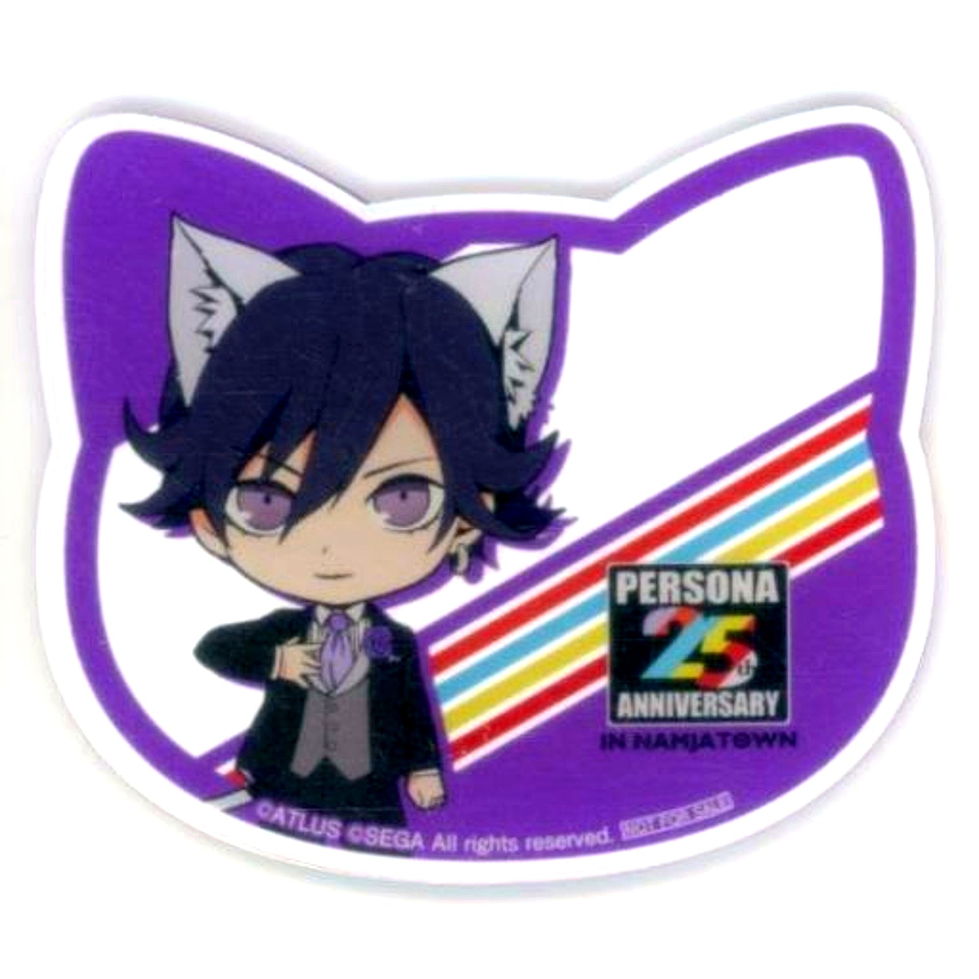 Protagonist Megami Ibunroku Persona Mini Character Cat Shaped Acrylic Coaster Persona 25th Anniversary in Namjatown Soft Drink with Coaster Order Bonus [USED]