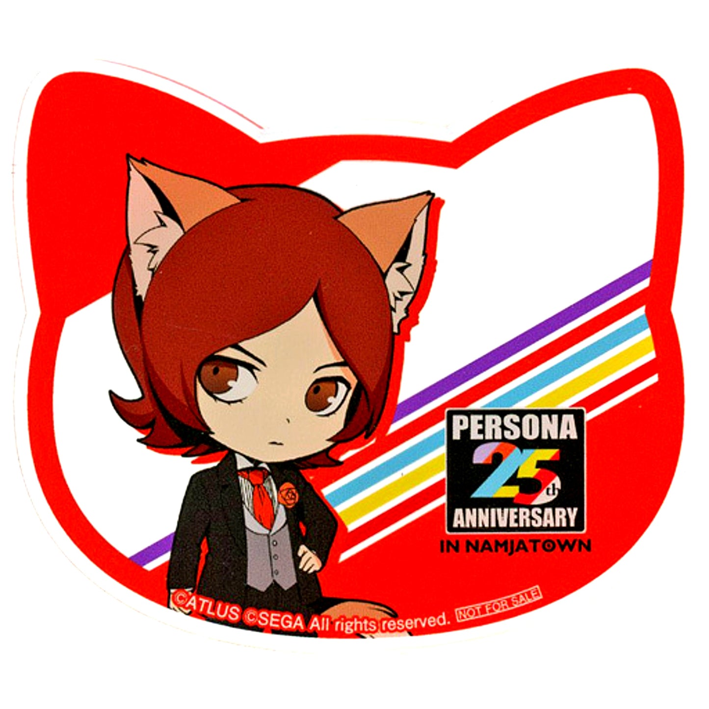 Protagonist Persona 2 Innocent Sin Mini Character Cat Shaped Acrylic Coaster Persona 25th Anniversary in Namjatown Soft Drink with Coaster Order Bonus [USED]