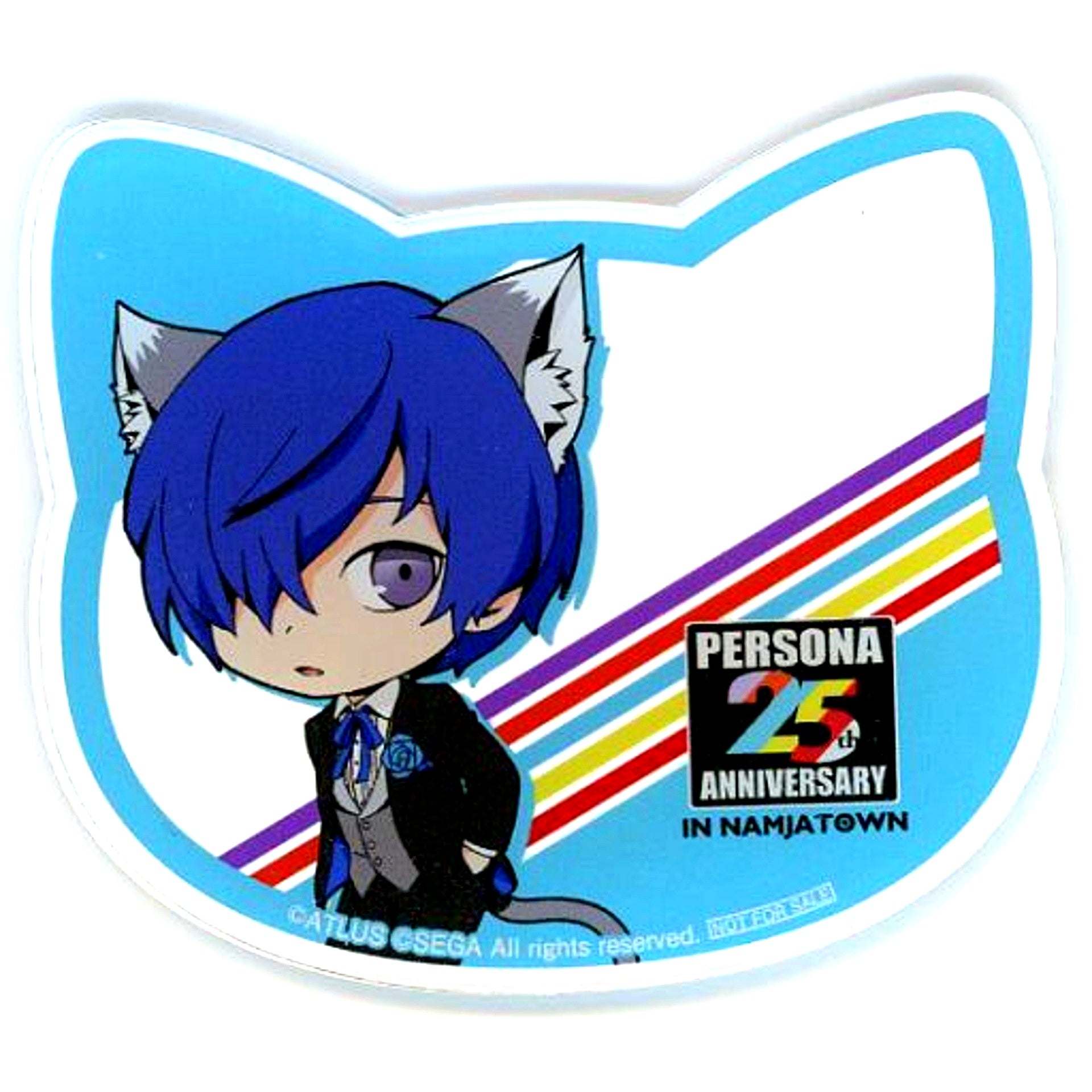 Protagonist Persona 3 Male Mini Character Cat Shaped Acrylic Coaster Persona 25th Anniversary in NAMJATOWN Soft Drink Order Bonus [USED]