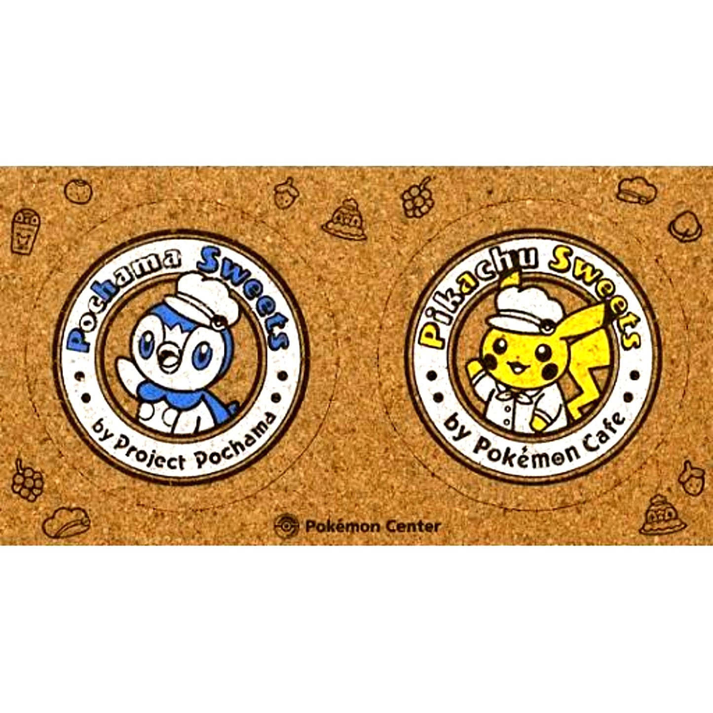Pikachu Piplup Set of 2 Cork Coasters Pochama Sweets Pokemon Pokemon Center Limited [USED]