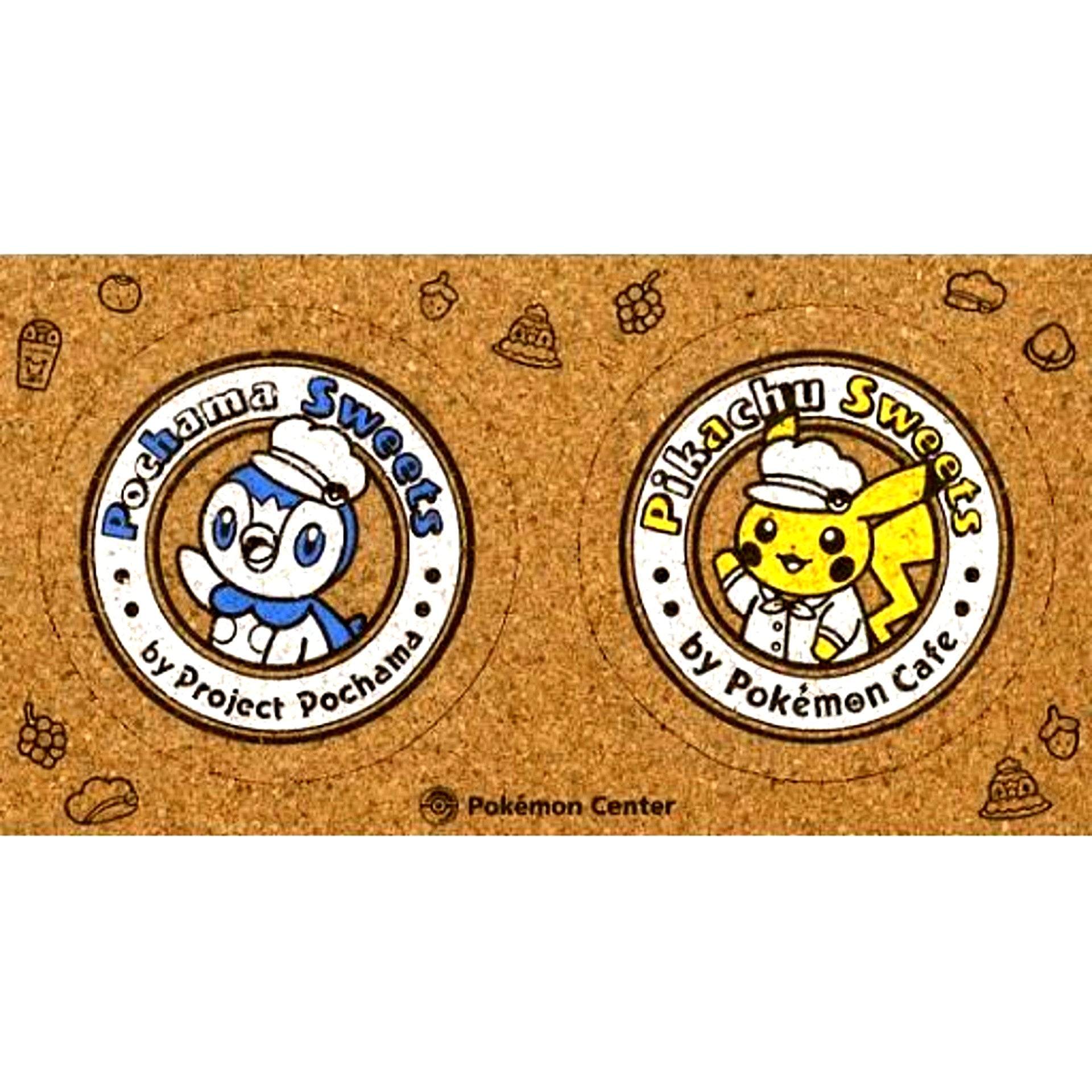 Pikachu Piplup Set of 2 Cork Coasters Pochama Sweets Pokemon Pokemon Center Limited [USED]