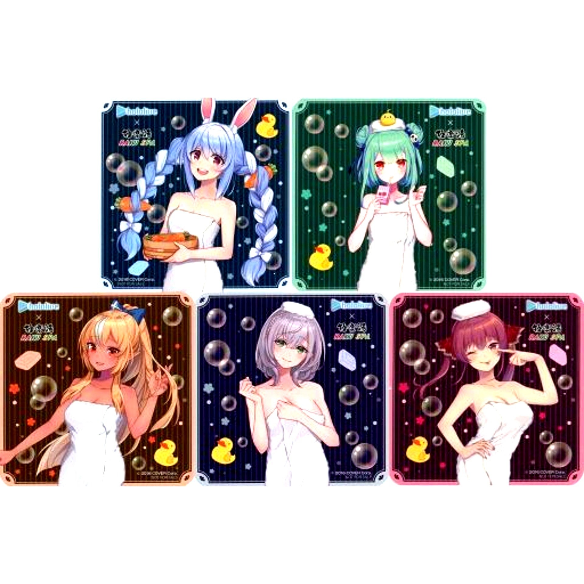 Set of 5 Furo no Hi Ver. Hololive Coaster Gokurakuyu RAKU SPA Furo Life Menu Order Bonus [USED]