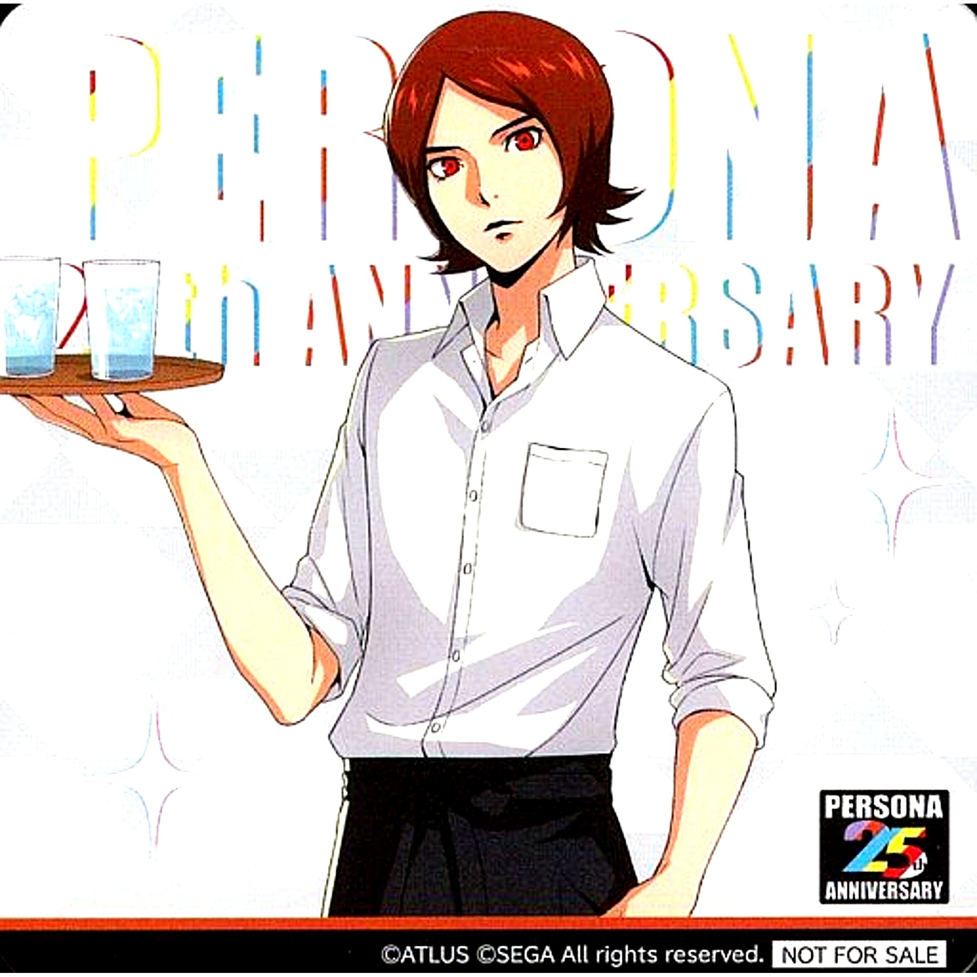Protagonist Persona 2 Innocent Sin Original Coaster Sega Collab Cafe Persona 25th Anniversary First Half Cafe Menu Part 1 Order Bonus [USED]