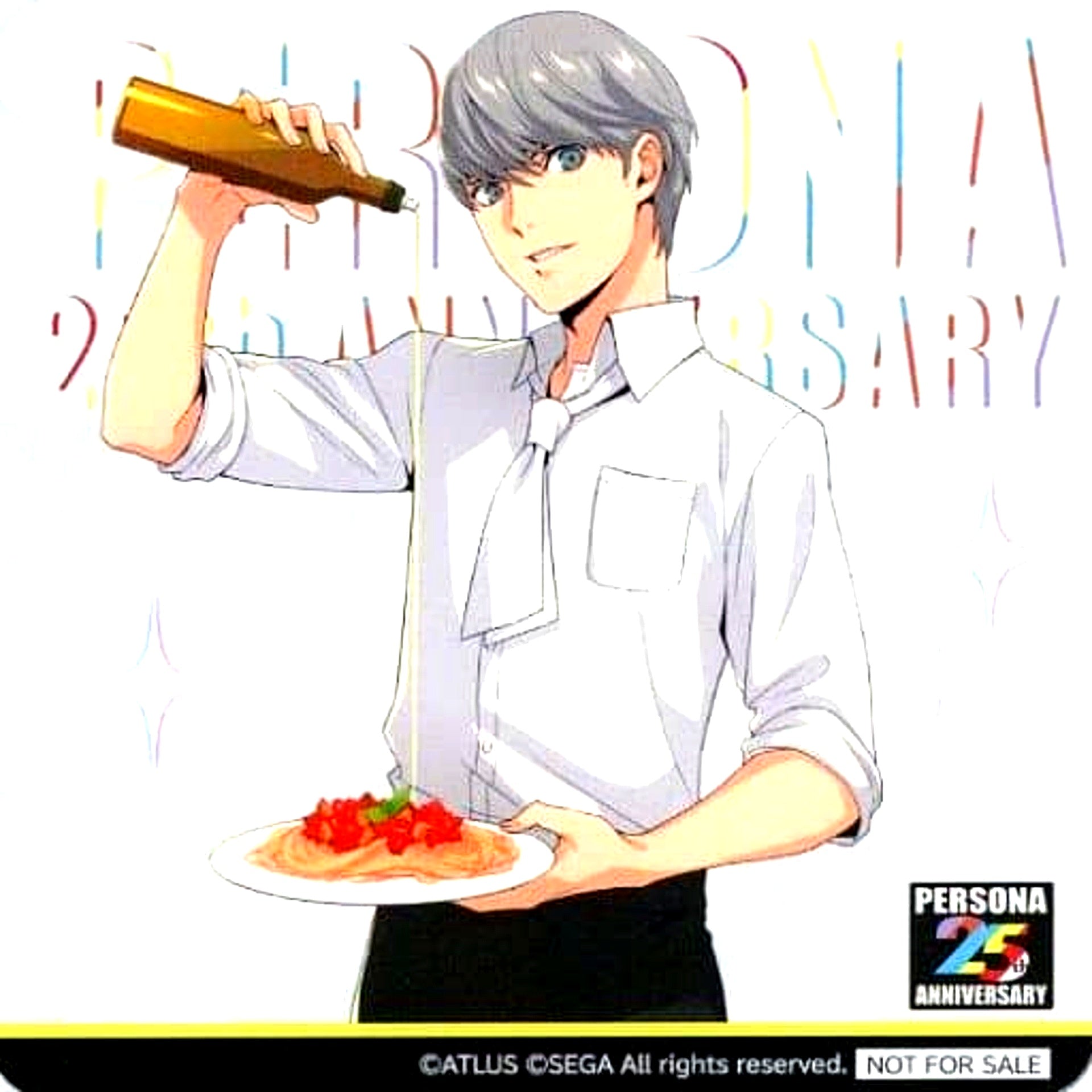 Protagonist Persona 4 Original Coaster Sega Collab Cafe Persona 25th Anniversary First Half Cafe Menu Part 1 Order Bonus [USED]