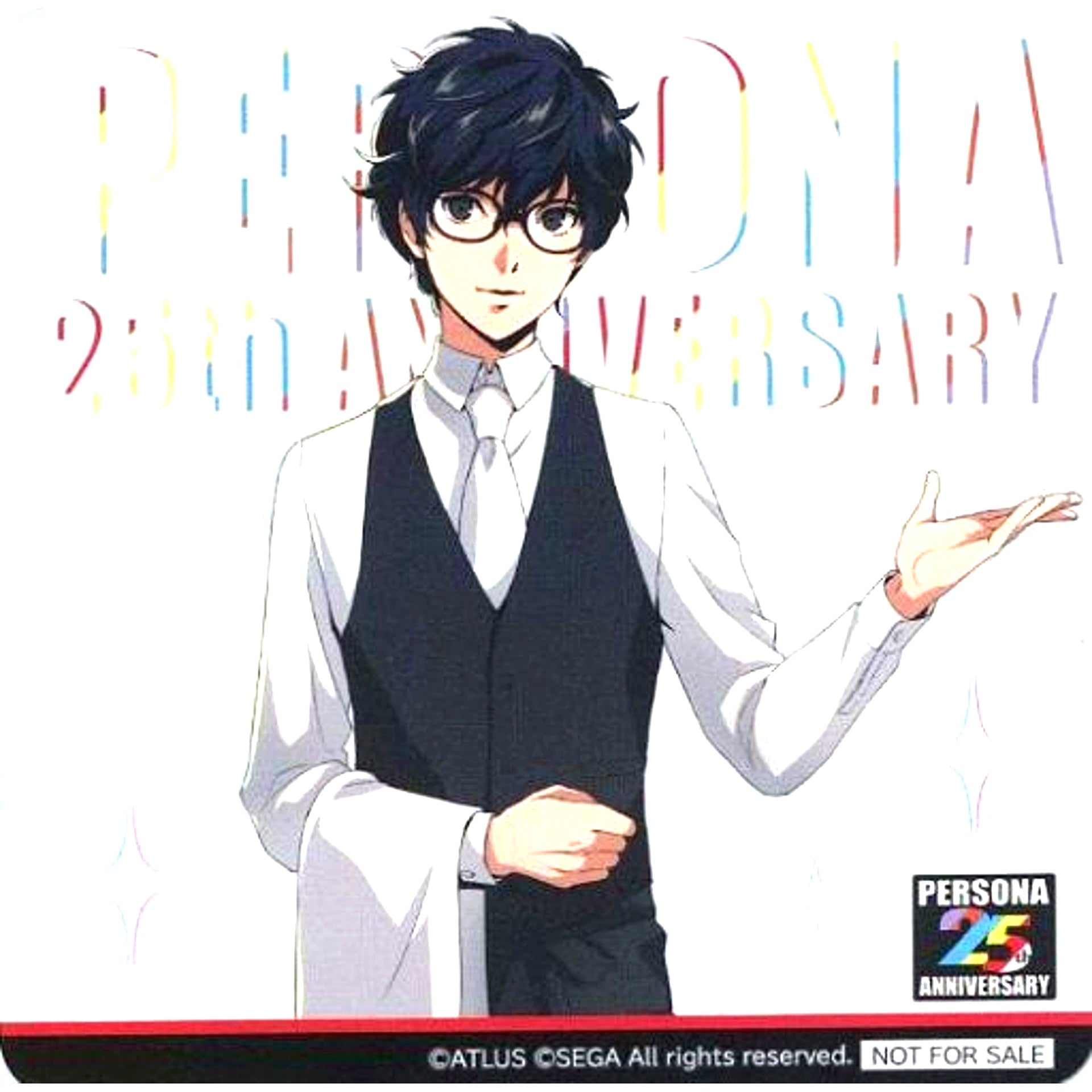 Protagonist Persona 5 Original Coaster Sega Collab Cafe Persona 25th Anniversary First Half Cafe Menu Part 1 Order Bonus [USED]
