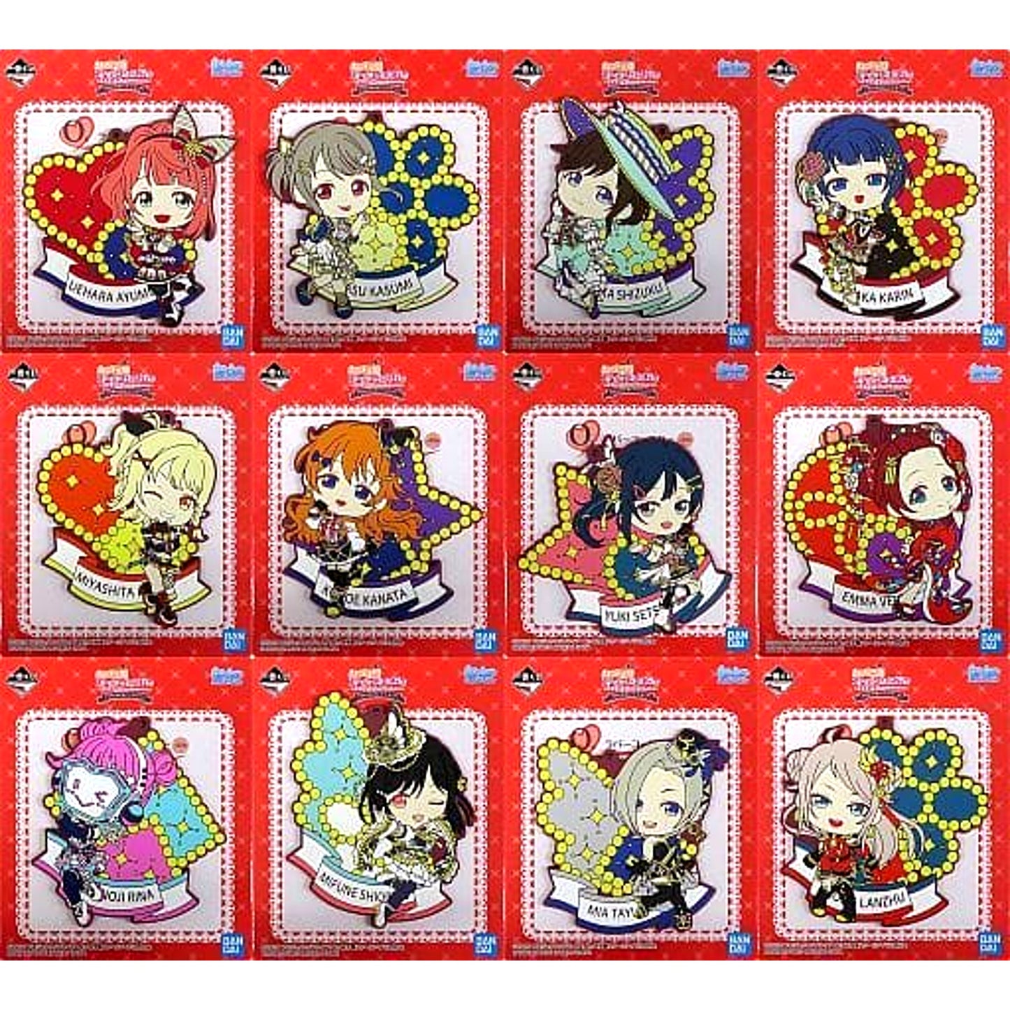 Love Live! Nijigasaki High School Idol Club Ayumu Uehara & Others All 12 Types Set Ichiban Kuji TOKIMEKI a la Mode! Rubber Coaster Kyunchara Illustrations Prize O [USED]