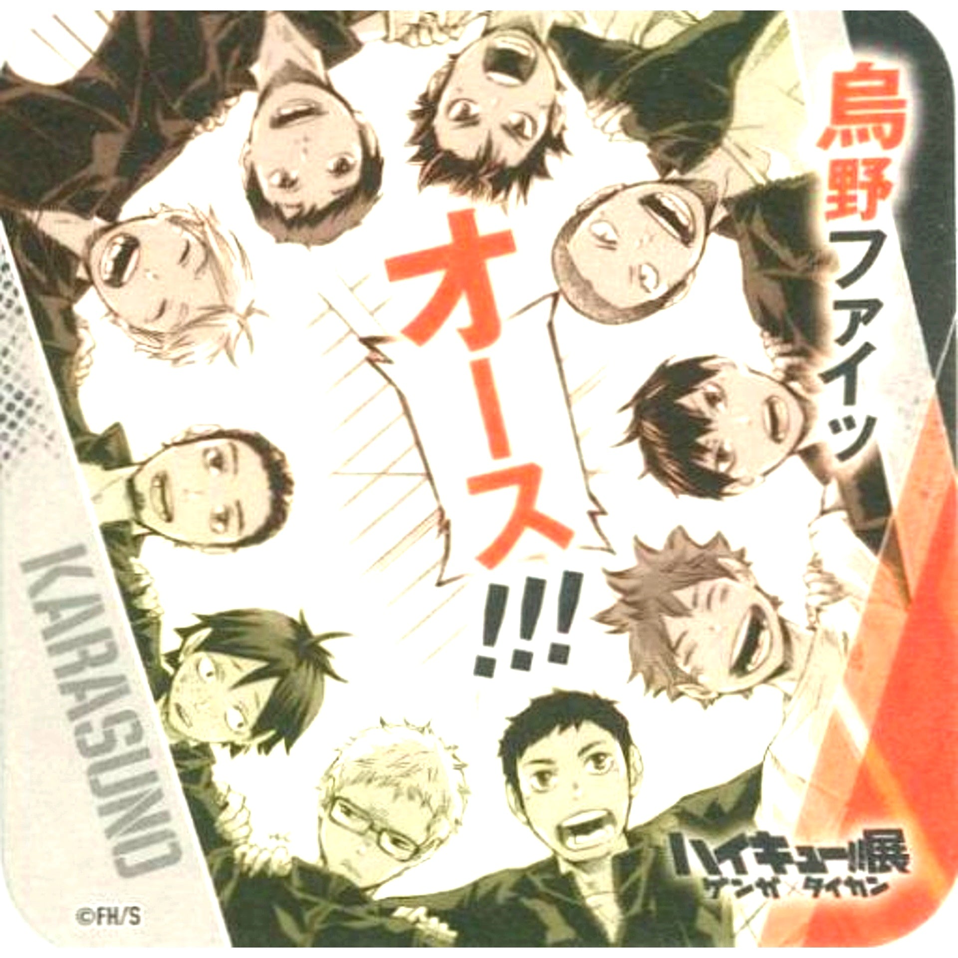 Karasuno High School Ossu Haikyu!! Exhibition Genga x Taikan Youth Encouragement Coaster [USED]