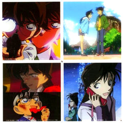 Set of 4 Shinichi Kudo Ran Mouri Detective Conan The Movie Exhibition Silver Screen Memoir Acrylic Coaster [USED]