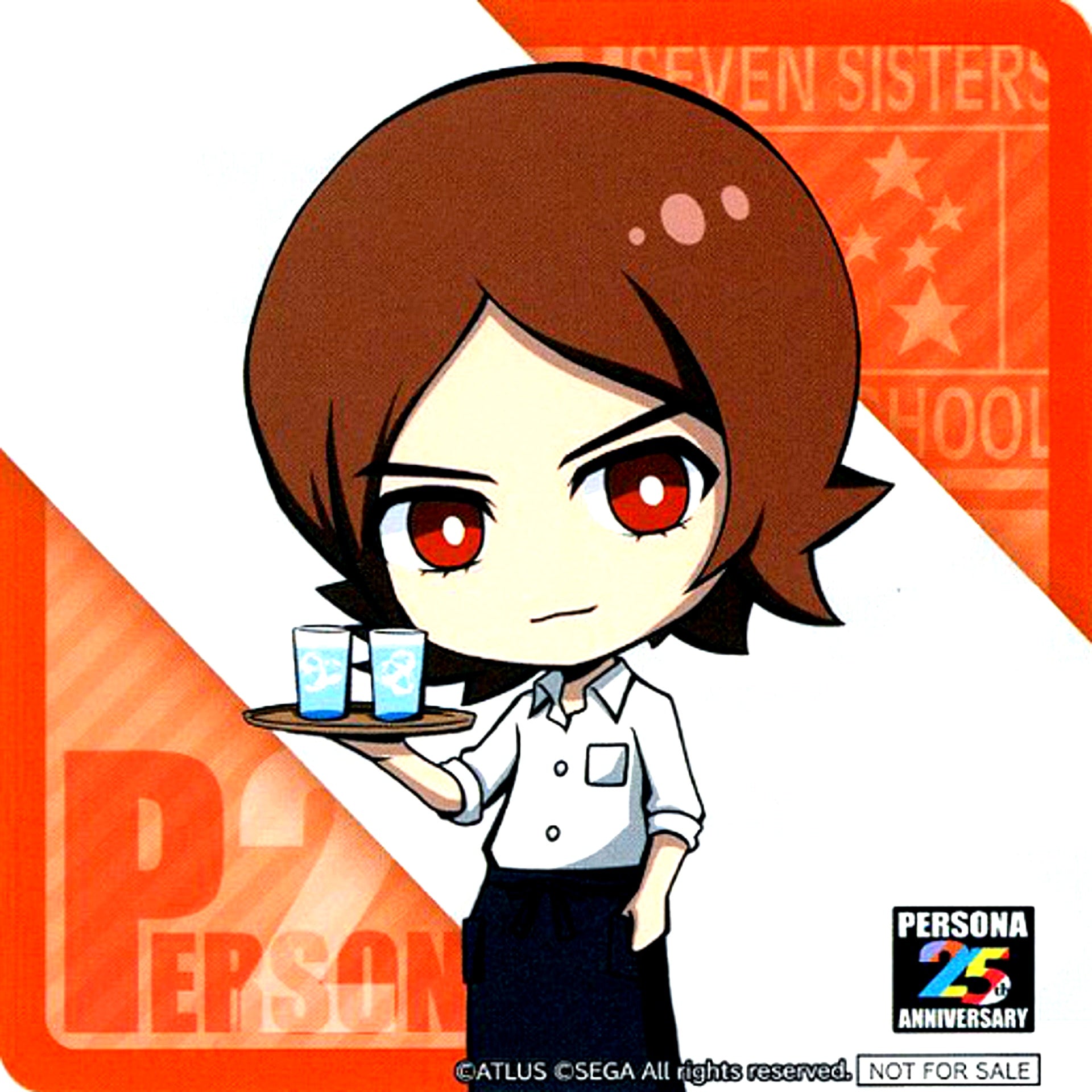 Protagonist Persona 2 Innocent Sin Deformed Sega Collab Cafe Persona 25th Anniversary 2nd Half Cafe Menu Vol.1 Order Bonus Coaster [USED]