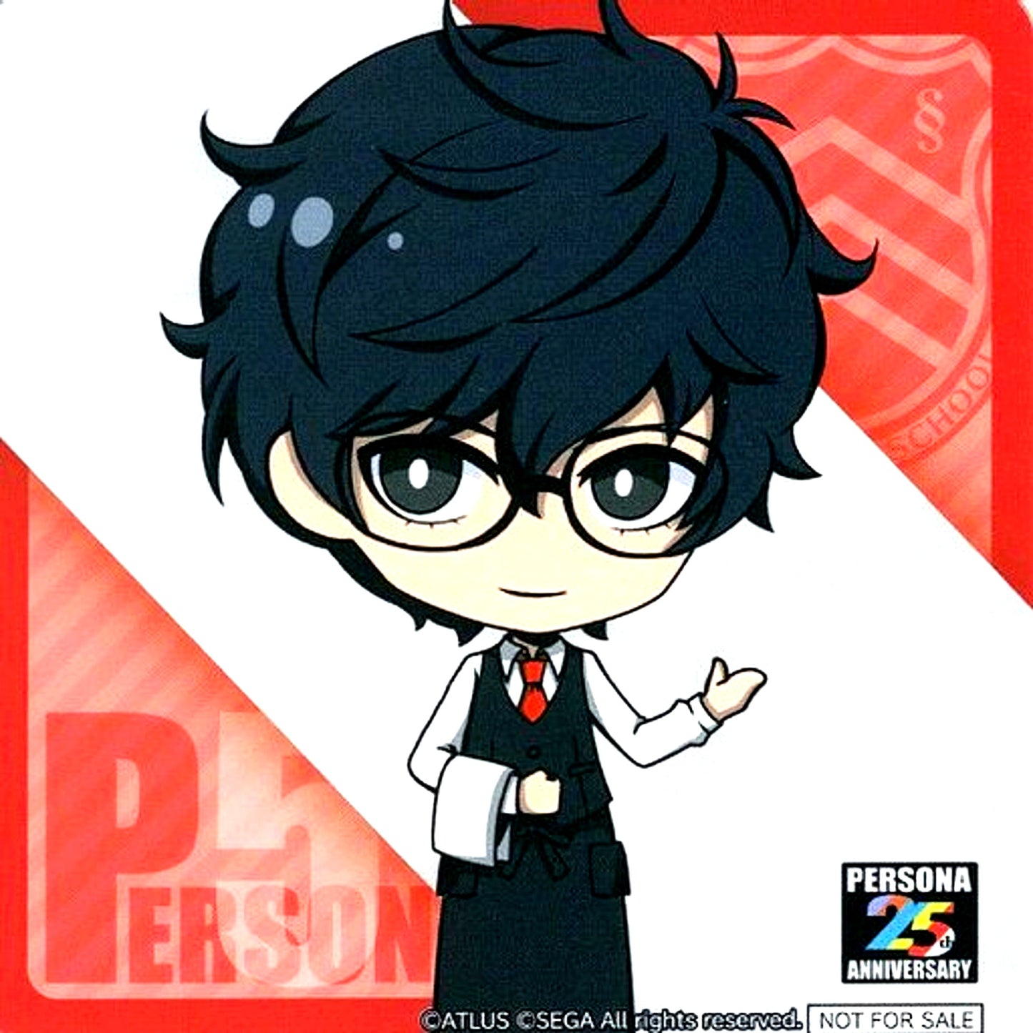 Protagonist Persona 5 Deformed Coaster Sega Collab Cafe Persona 25th Anniversary Second Half Cafe Menu Part 3 Order Bonus [USED]
