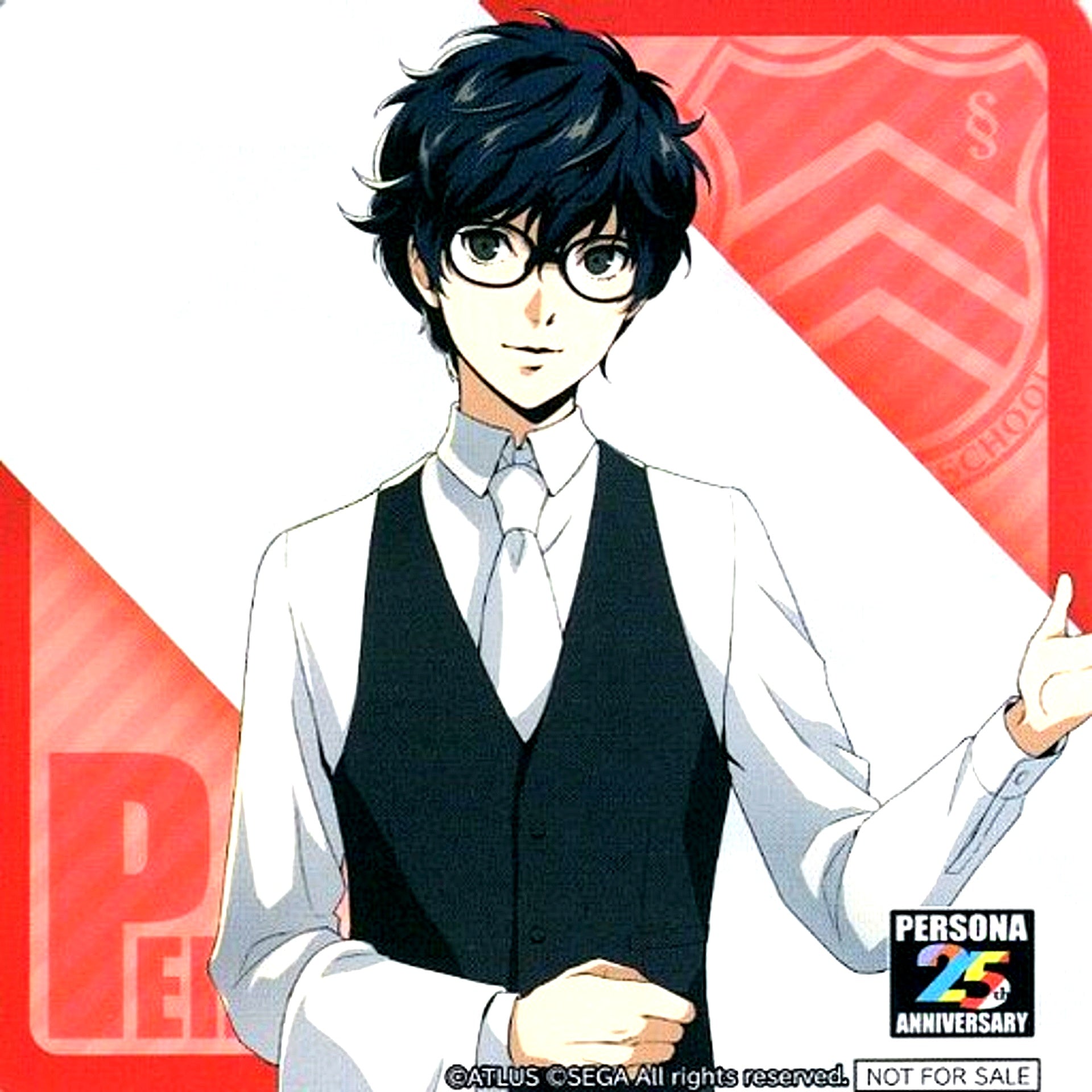 Protagonist Persona 5 Standard Ver. Sega Collab Cafe Persona 25th Anniversary 2nd Half Cafe Menu Vol.3 Order Bonus Coaster [USED]