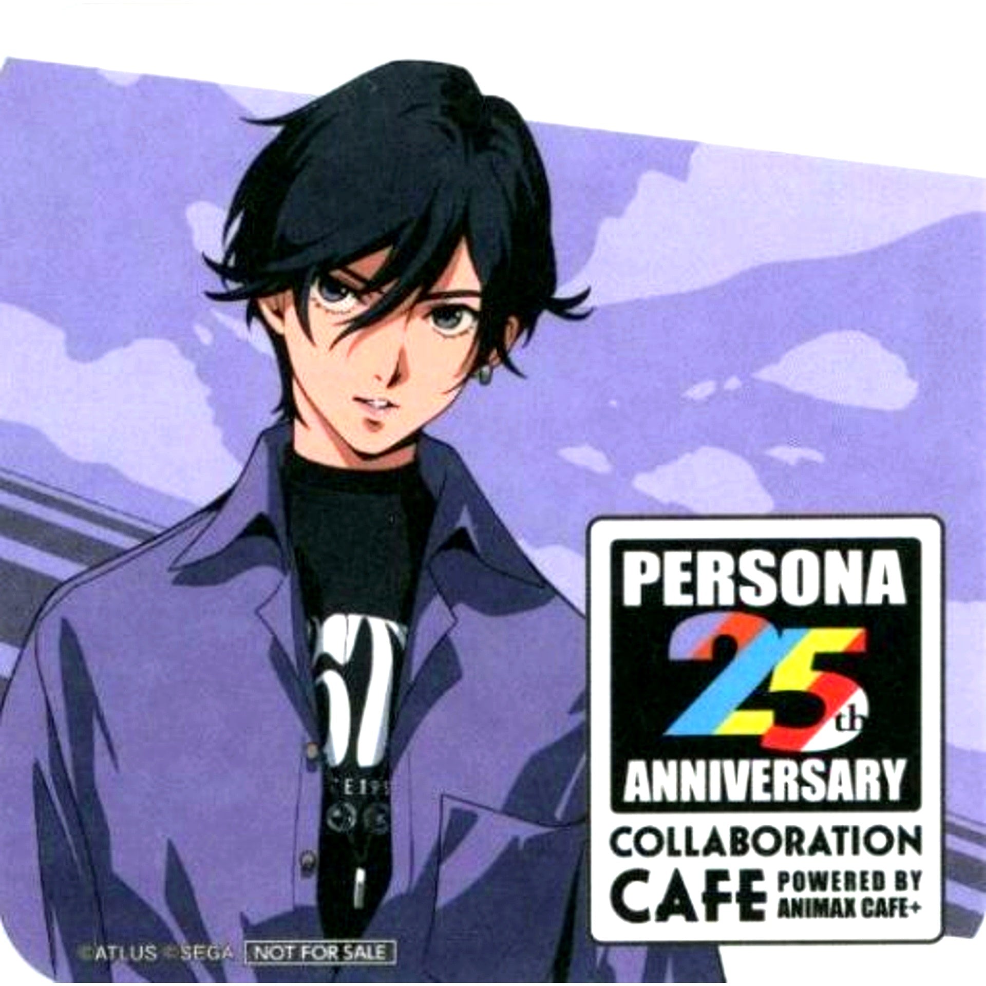 Protagonist Revelations: Persona Persona 25th Anniversary Collaboration Cafe powered by Animax Cafe+ Food Dessert Order Bonus Coaster [USED]