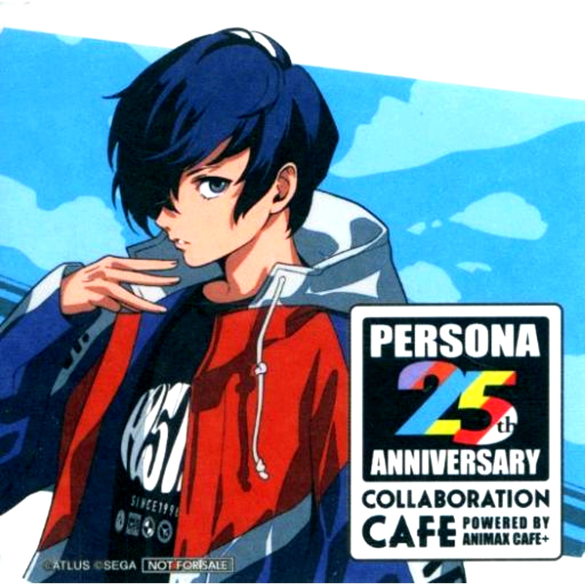 Protagonist Persona 3 Male Persona 25th Anniversary Collaboration Cafe powered by Animax Cafe+ Food Dessert Order Bonus Coaster [USED]