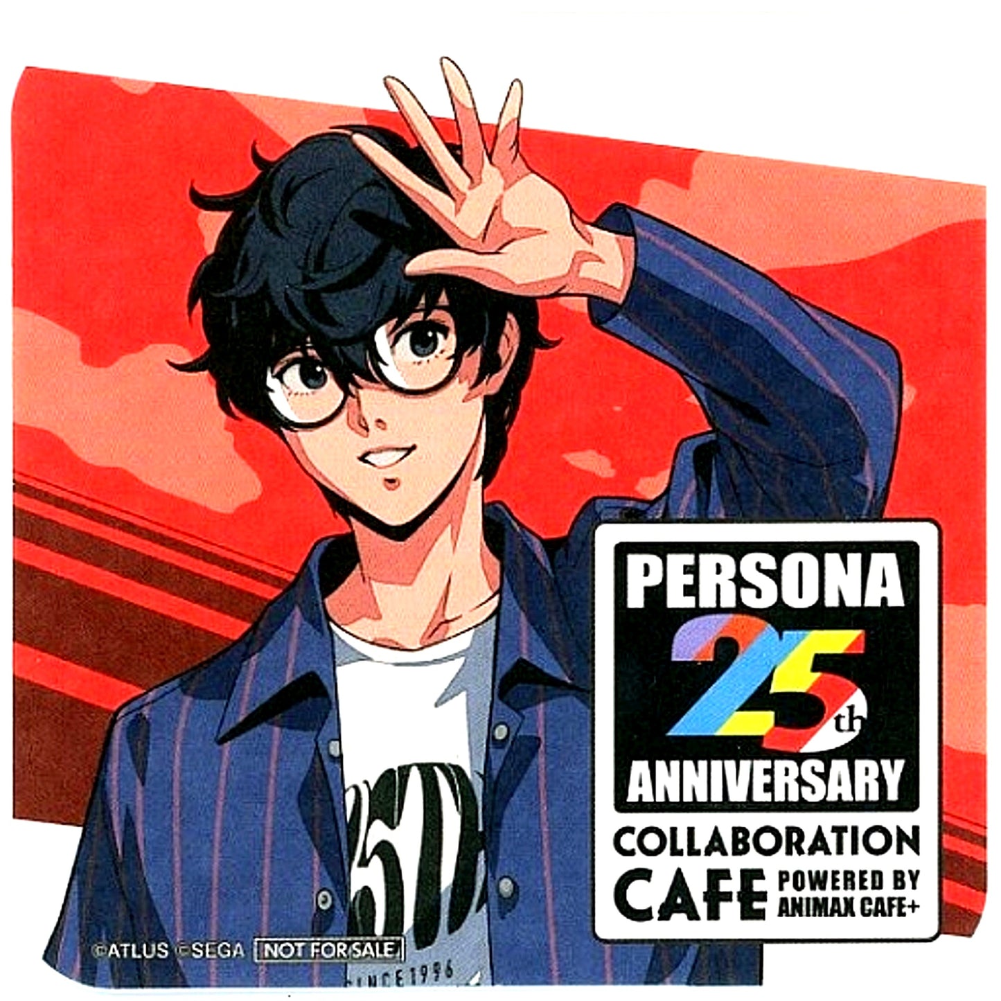 Protagonist Persona 5 Persona 25th Anniversary Collaboration Cafe powered by Animax Cafe+ Food Dessert Order Bonus Coaster [USED]