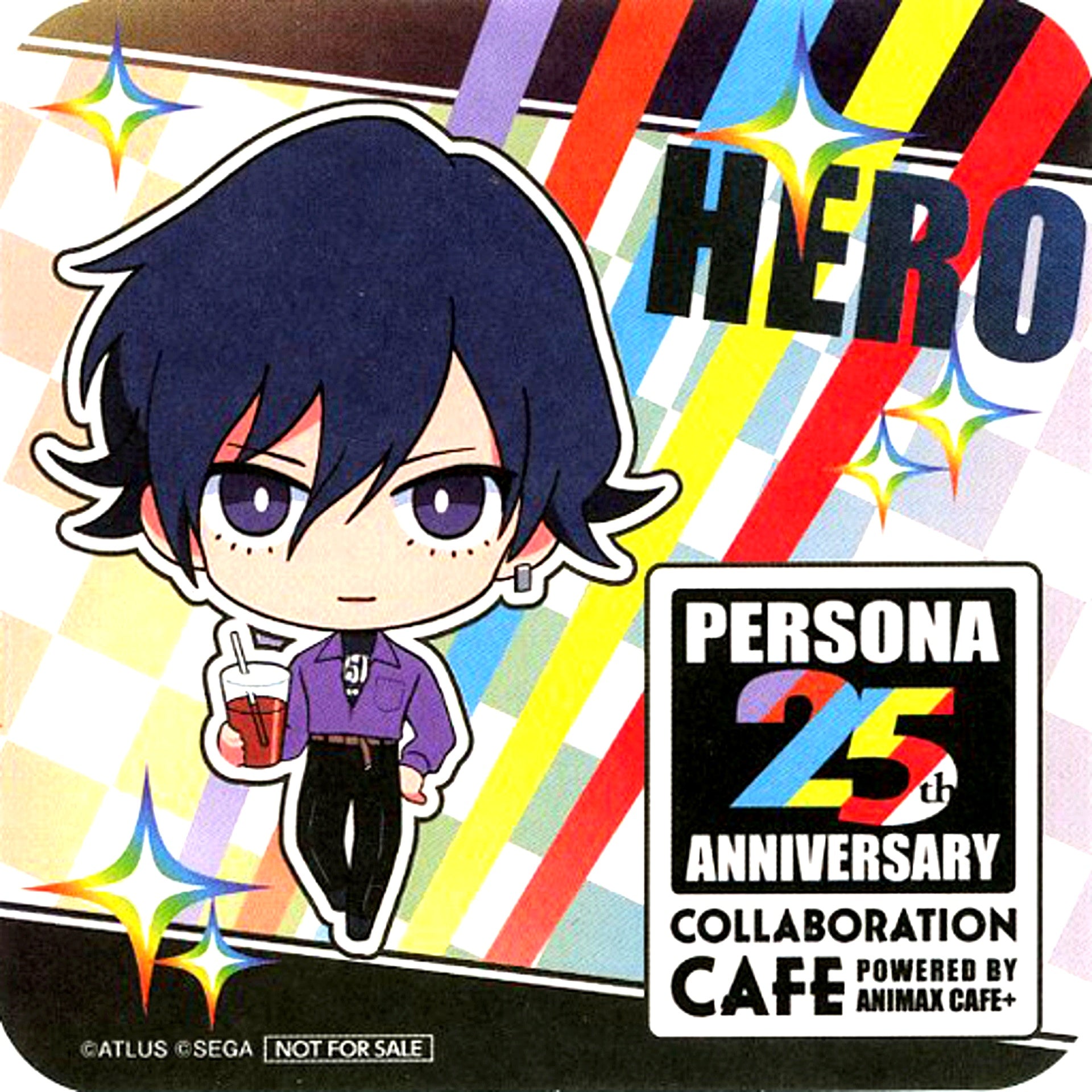 Protagonist Revelations: Persona Persona 25th Anniversary Collaboration Cafe powered by Animax Cafe+ Drink Order Bonus Coaster [USED]